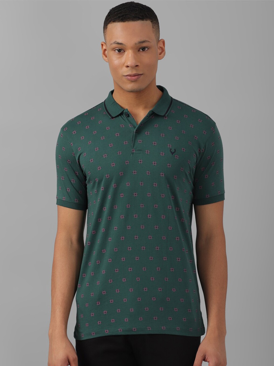 

Allen Solly Men Printed Polo Collar Pockets T-shirt, Green