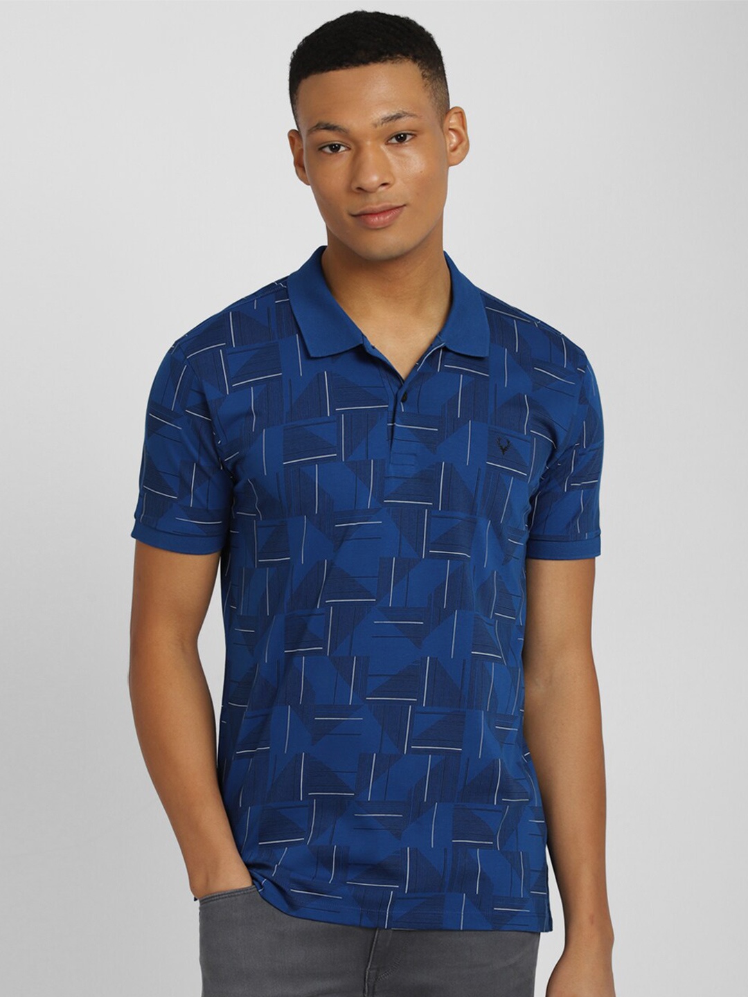 

Allen Solly Men Printed Polo Collar Pockets T-shirt, Blue