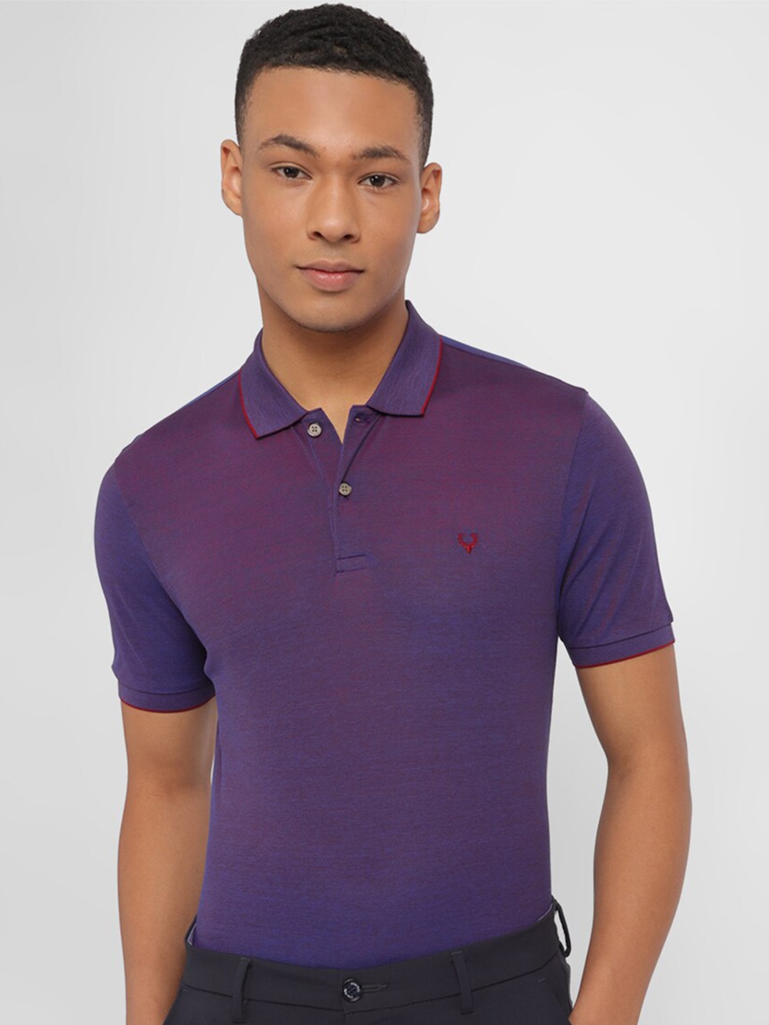 

Allen Solly Men Polo Collar Applique T-shirt, Purple
