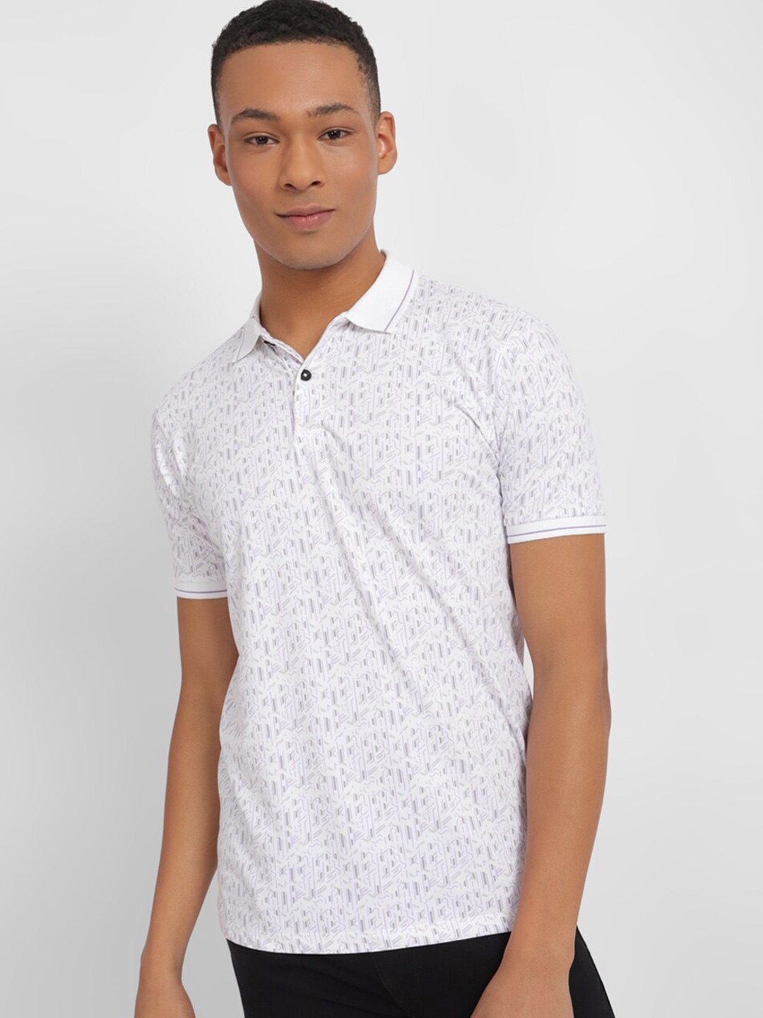 

Allen Solly Men Printed Polo Collar Pockets T-shirt, White