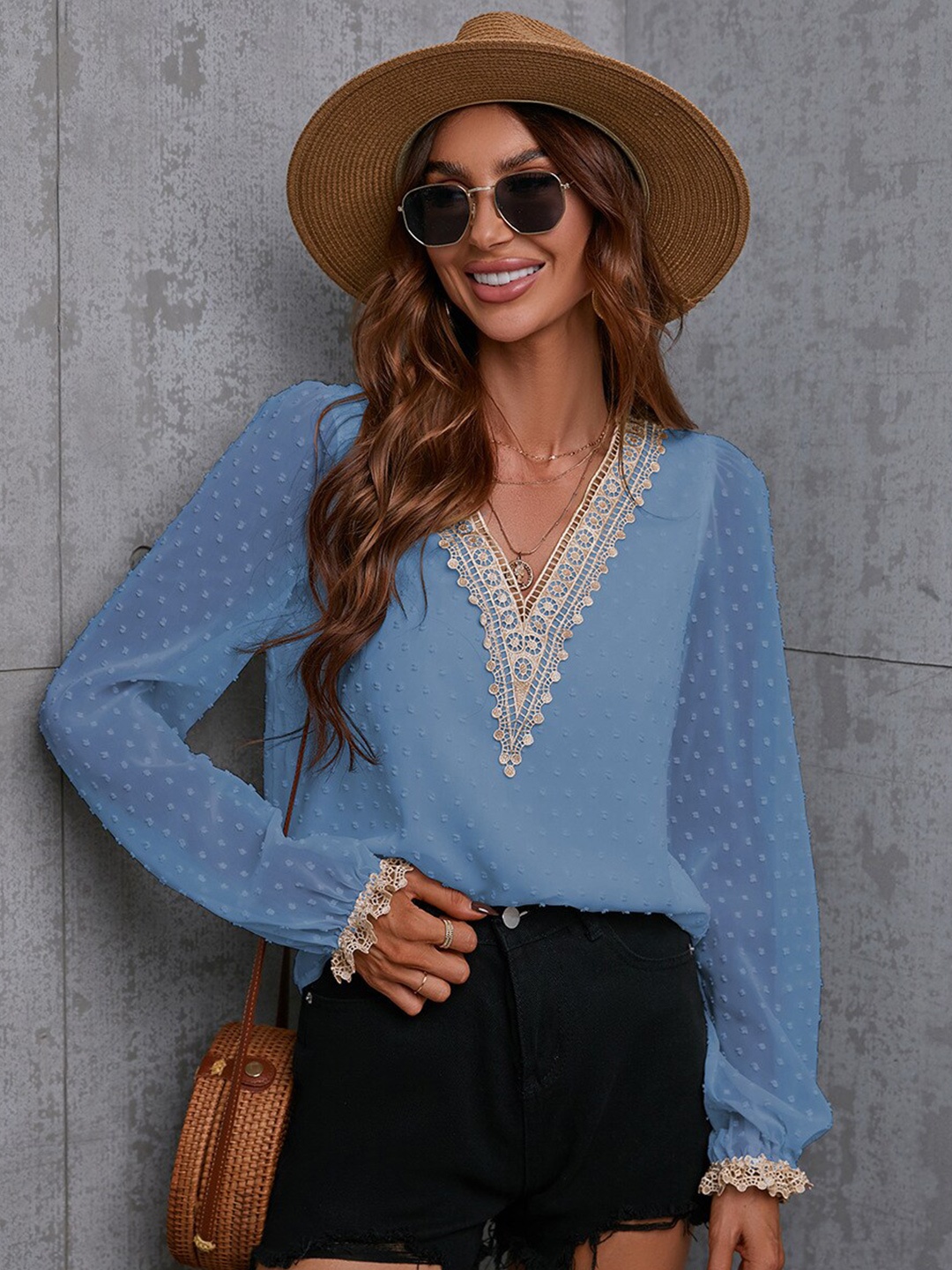 

StyleCast Chiffon Blouson Top, Blue
