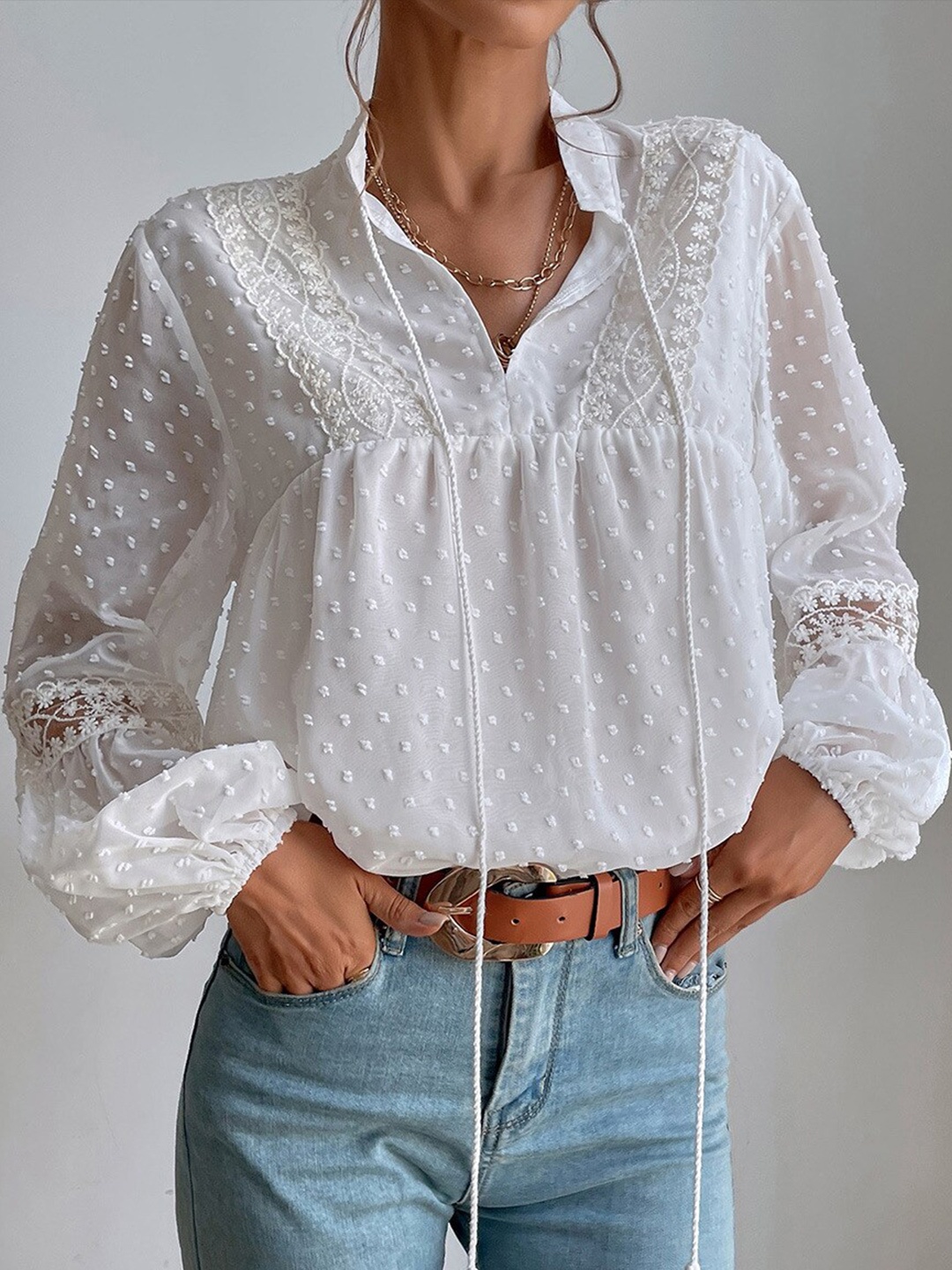 

StyleCast Chiffon Blouson Top, White