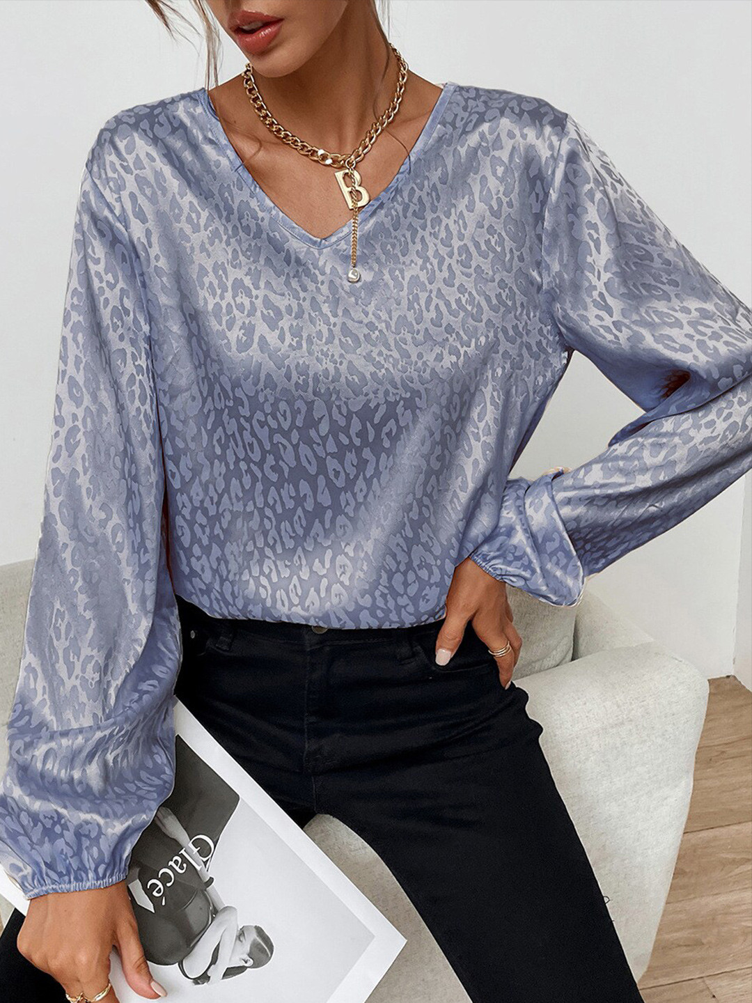 

StyleCast Print Extended Sleeves Top, Blue