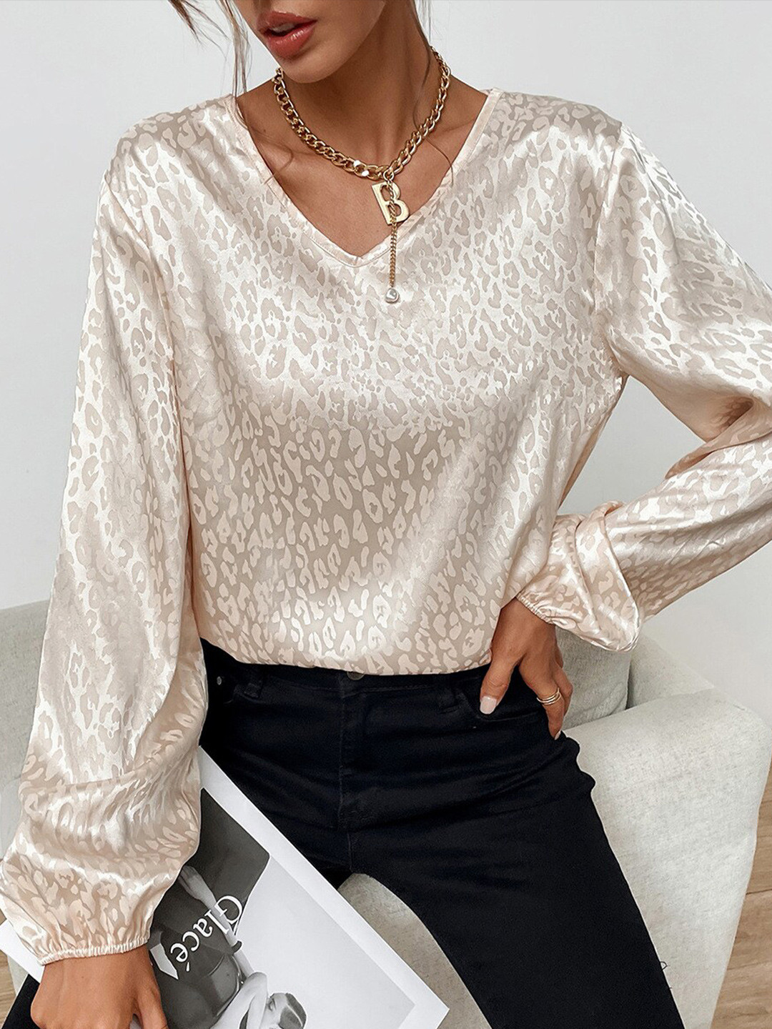 

StyleCast Embellished Extended Sleeves Top, Beige