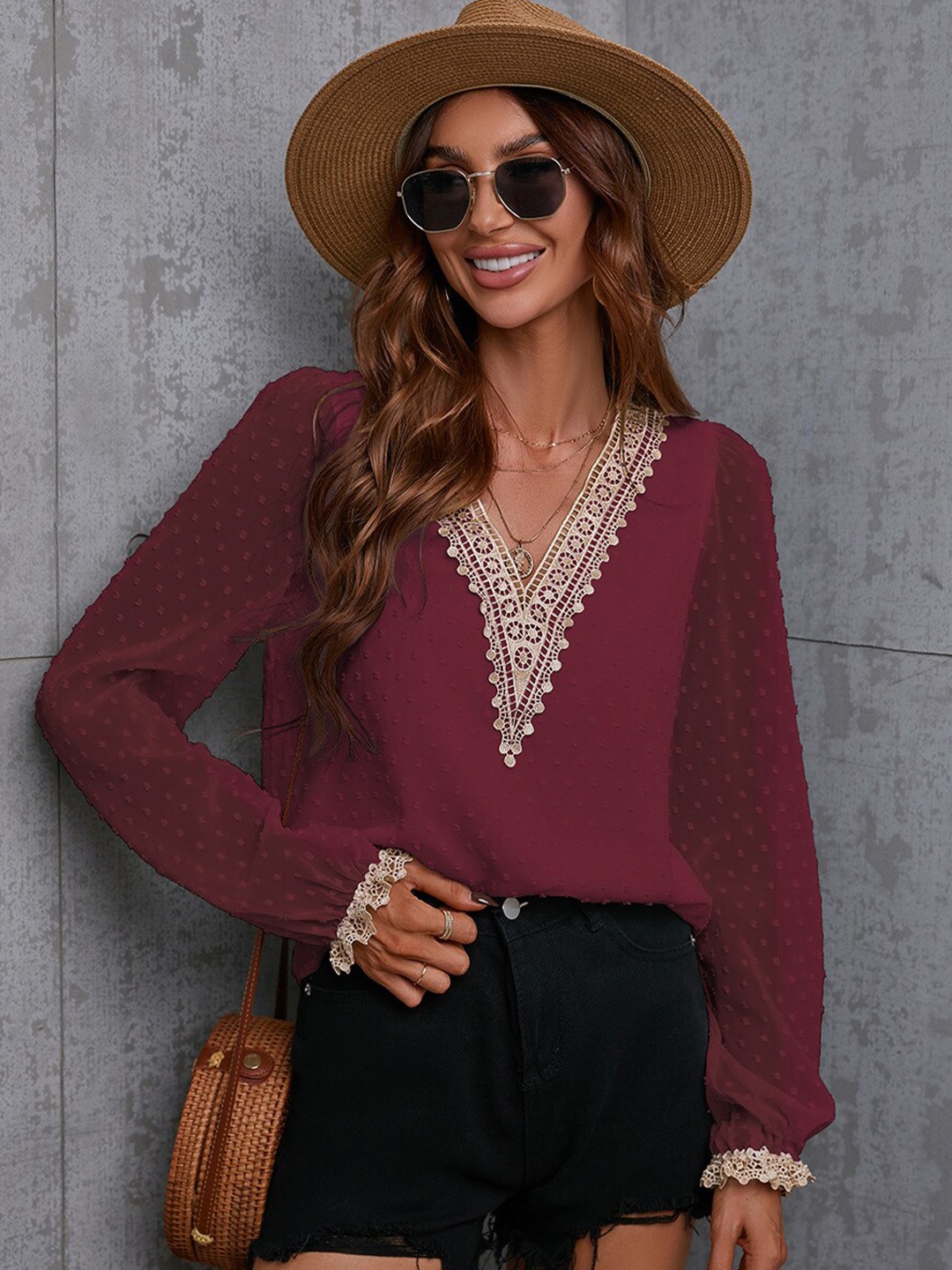 

StyleCast Chiffon Top, Maroon