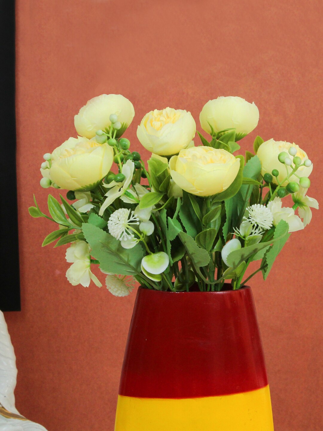 

TIED RIBBONS Yellow & Green 2 Pieces Peony Artificial Flowers And Plants
