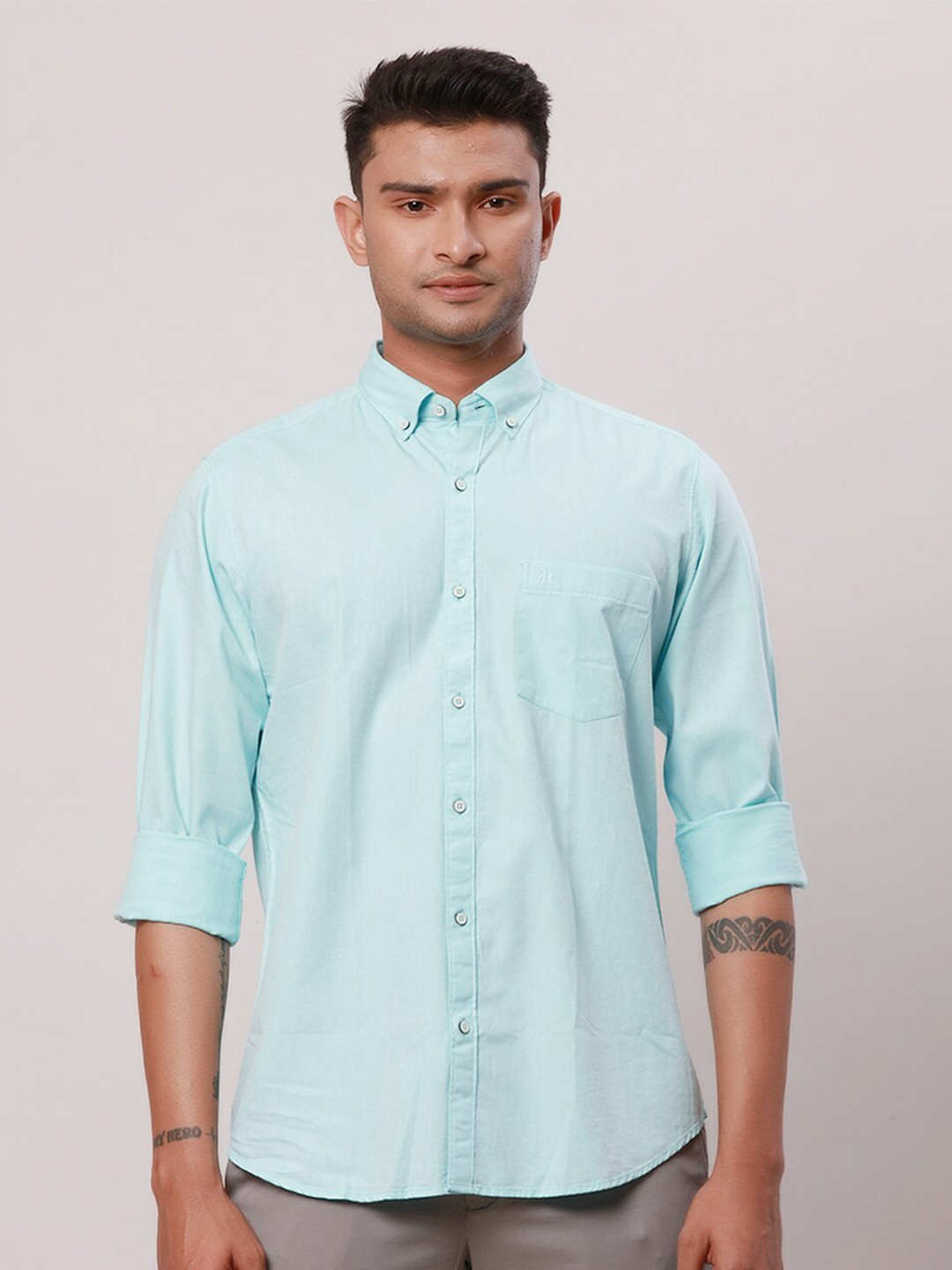 

Raymond Men Contemporary-Fit Cotton Casual Shirt, Blue