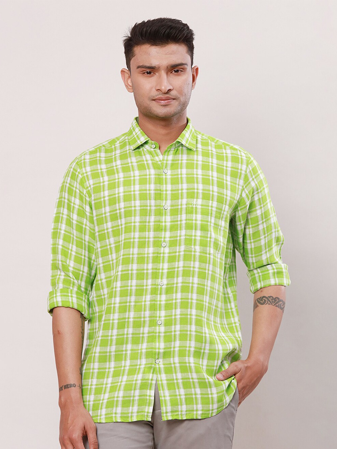 

Raymond Men Contemporary-Fit Linen Casual Shirt, Green