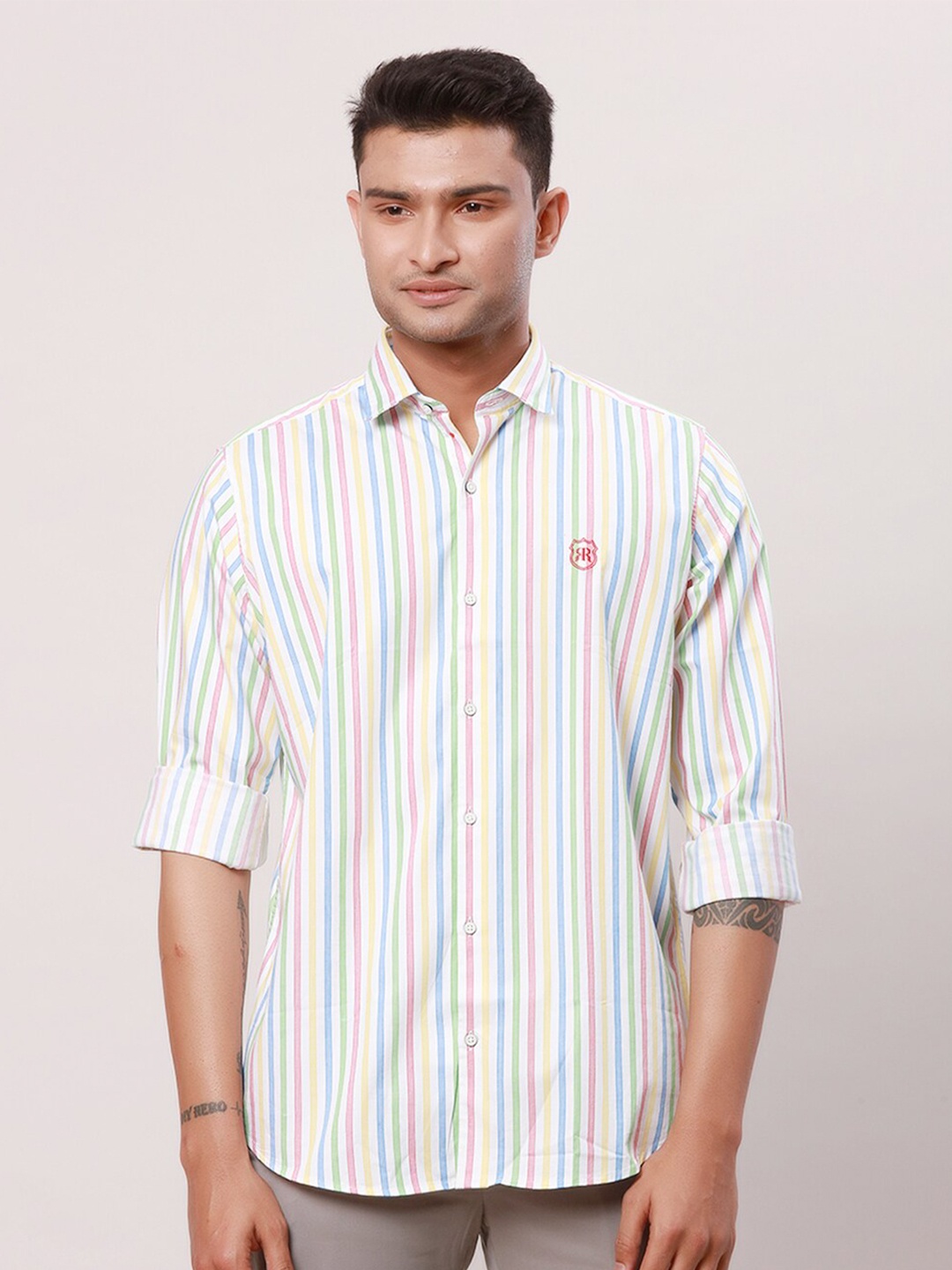 

Raymond Men Striped Casual Shirt, Red