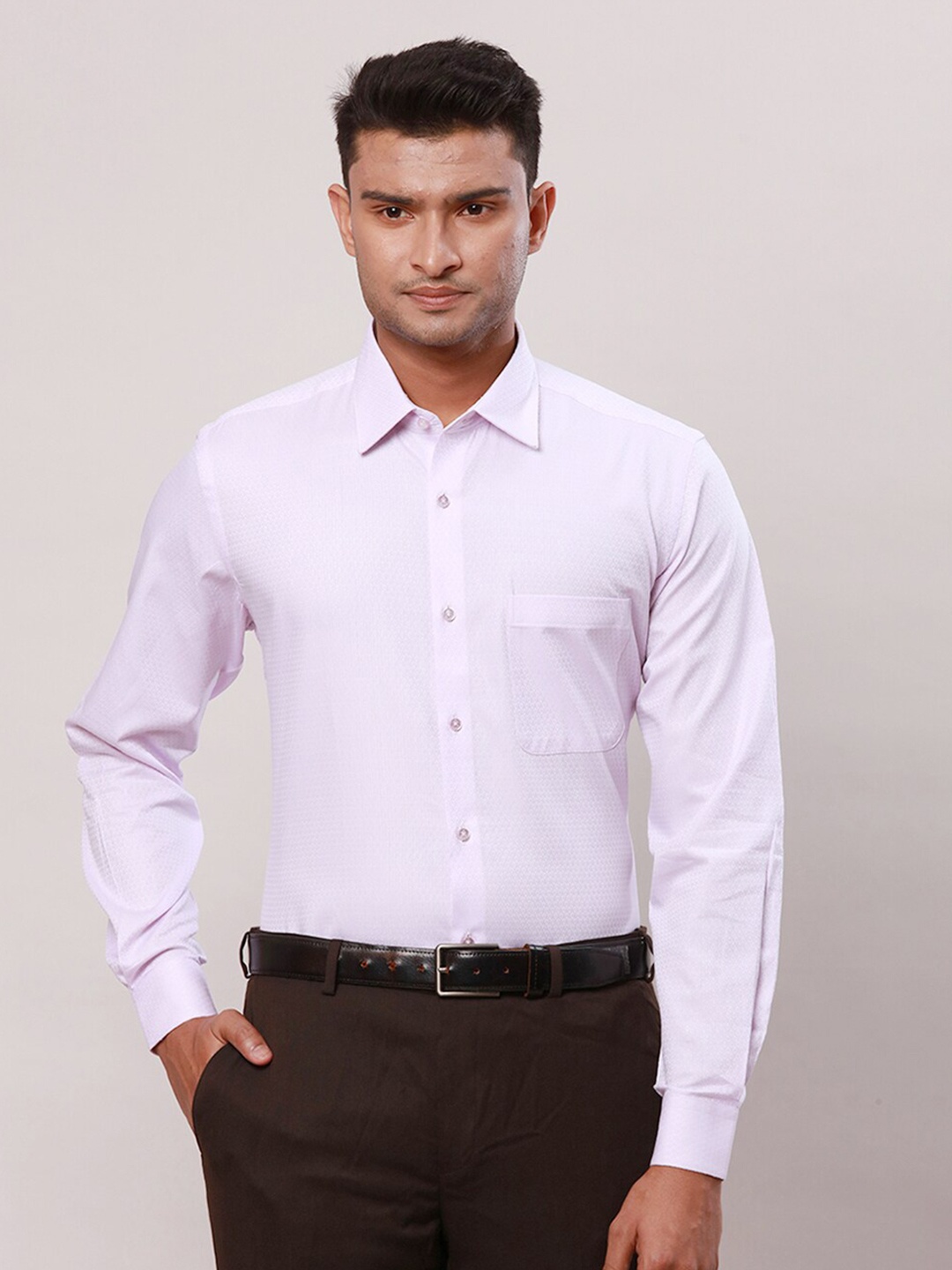 

Raymond Men Striped Contemporary-Fit Cotton Formal Shirt, Violet