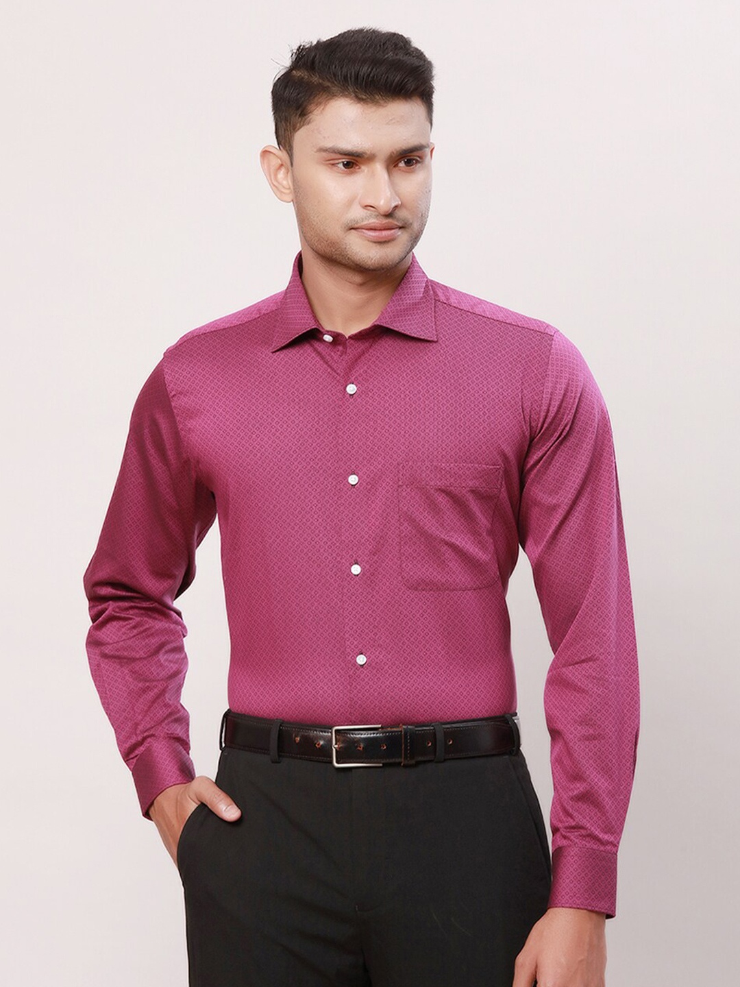 

Raymond Men Striped Contemporary-Fit Cotton Formal Shirt, Violet
