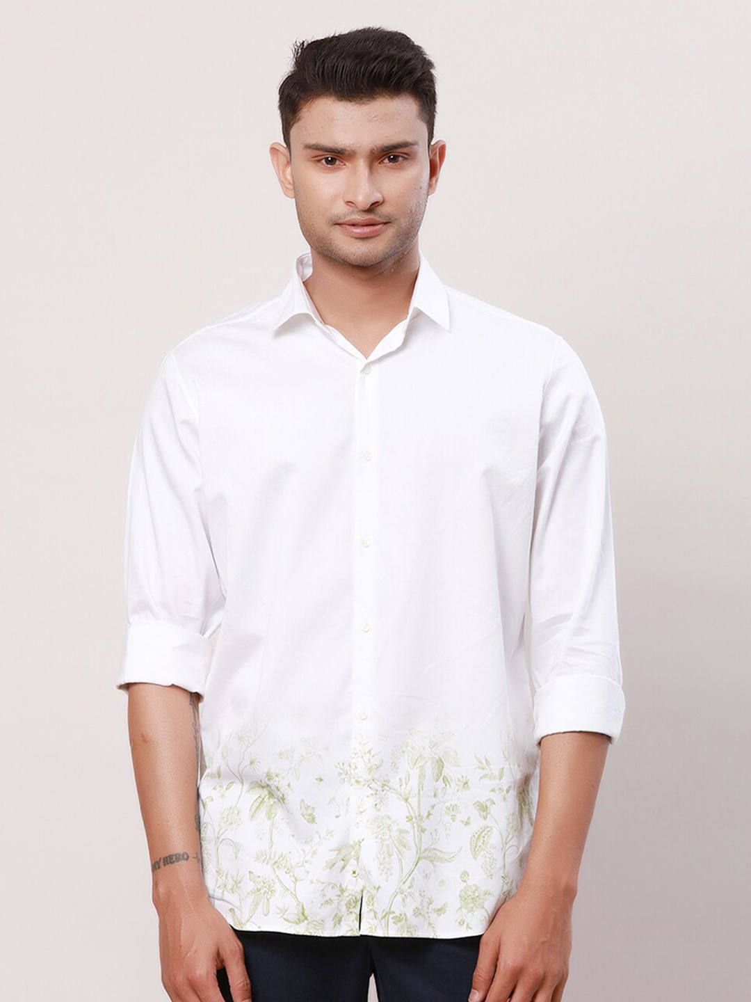 

Raymond Men Floral-Printed Cotton Casual Shirt, Green