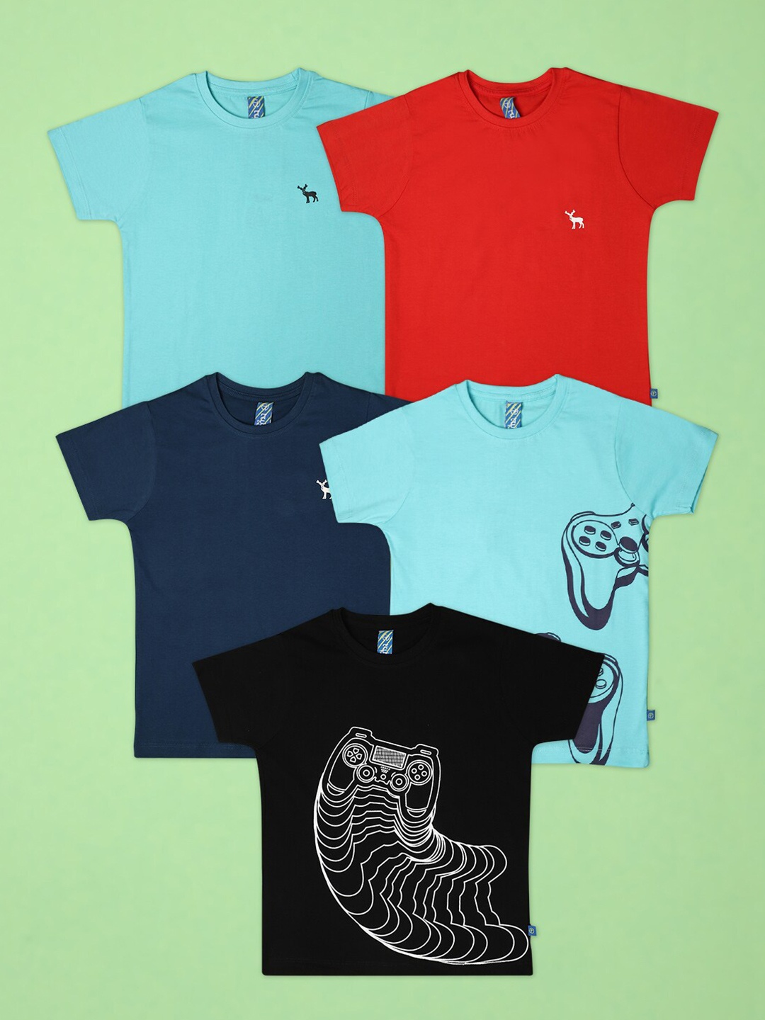 

V-Mart Boys Typography 5 Printed Pockets T-shirt, Green