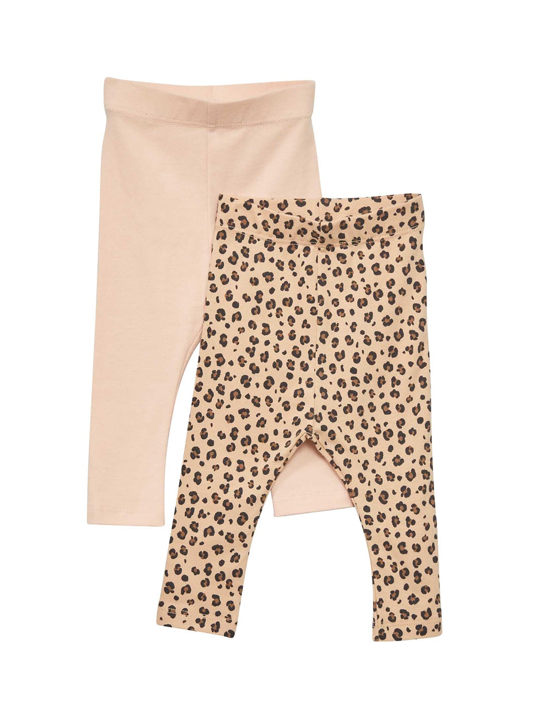 

KIABI Girls Pack Of 2 Printed Regular Fit Mid-Rise Trousers, Beige