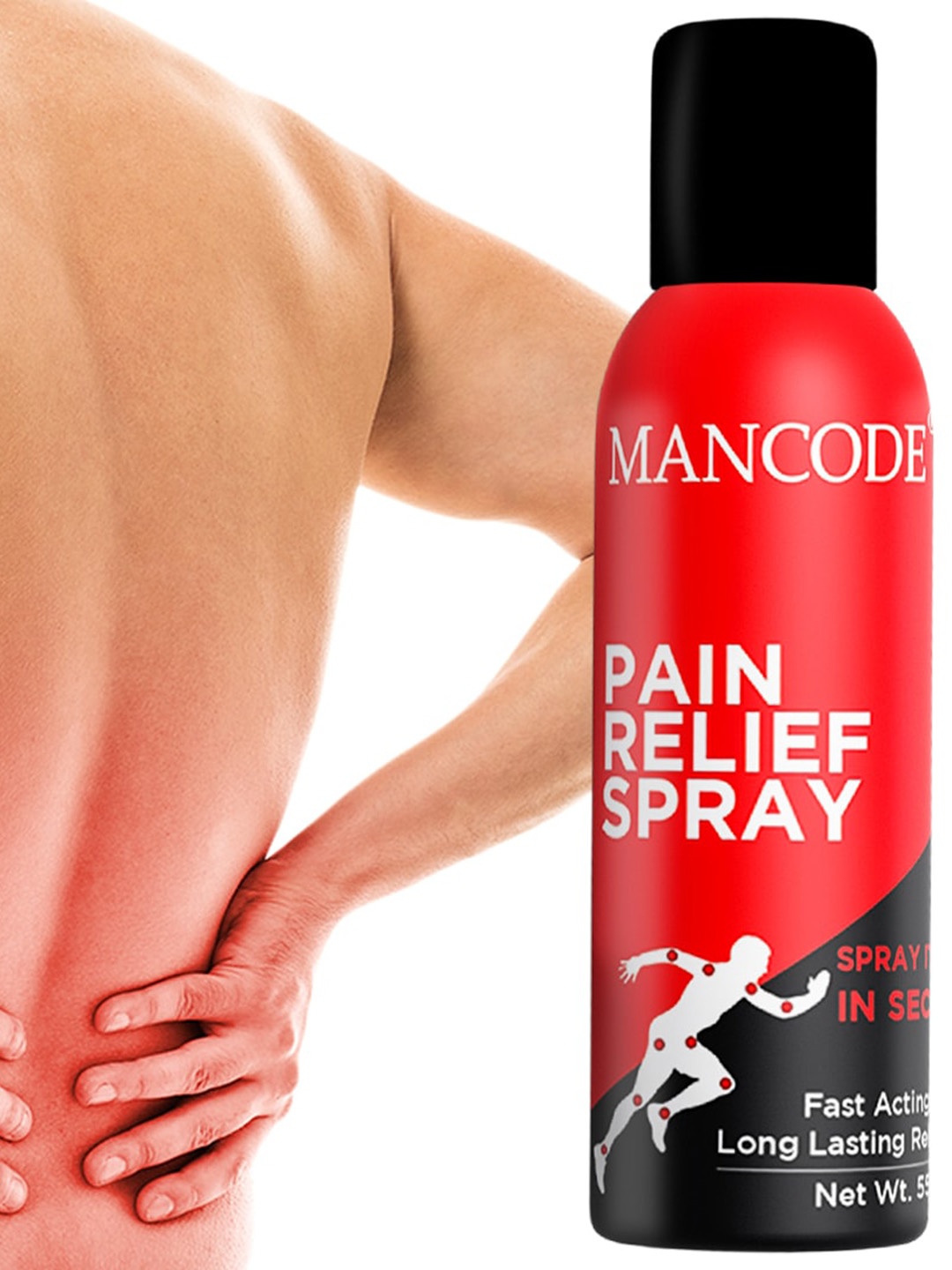 

MANCODE Pain Relief Spray For Back & Muscle Pain - 55g, Black
