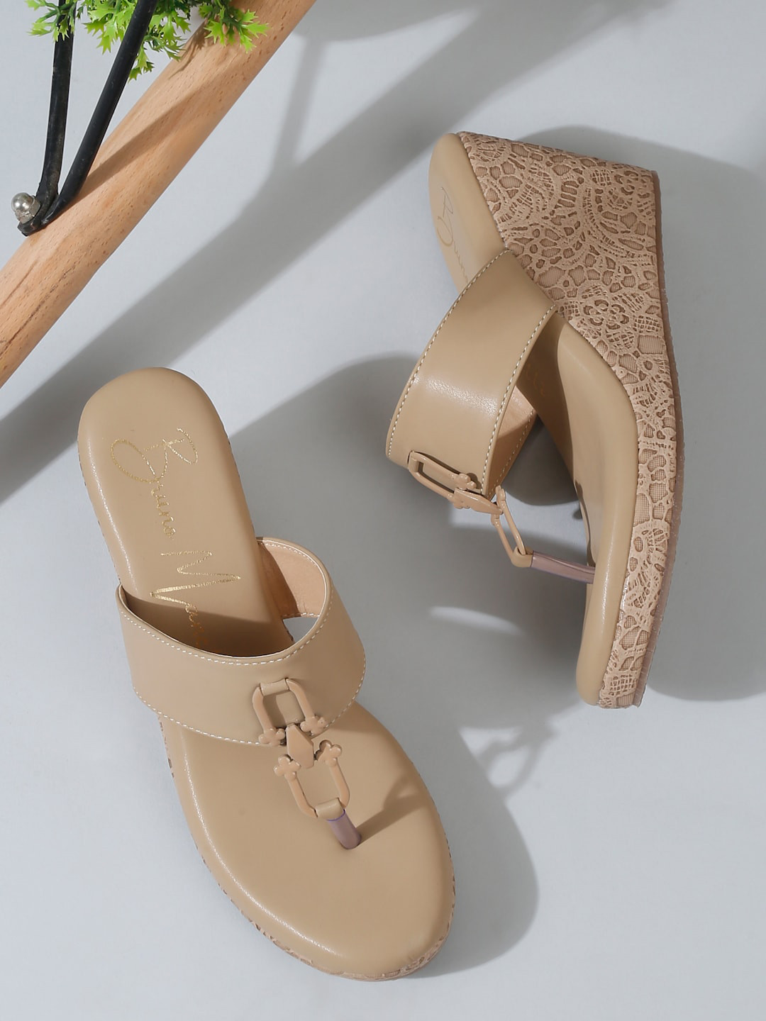 

Bruno Manetti PU Party Block Pumps with Buckles, Beige