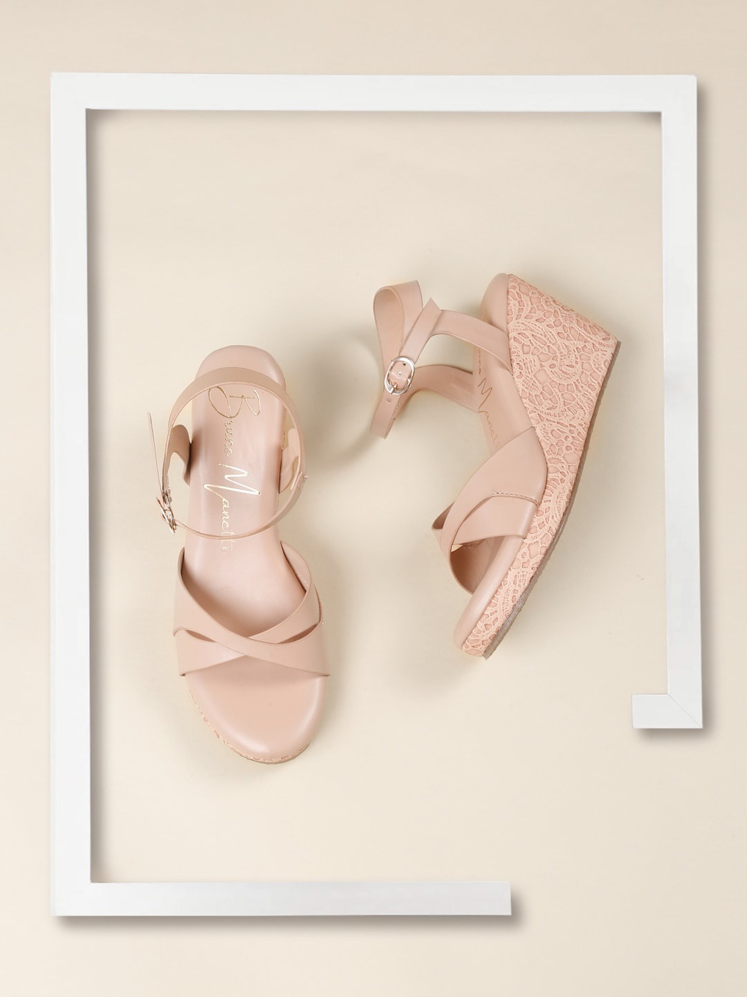 

Bruno Manetti Strappy Wedge Heels, Peach