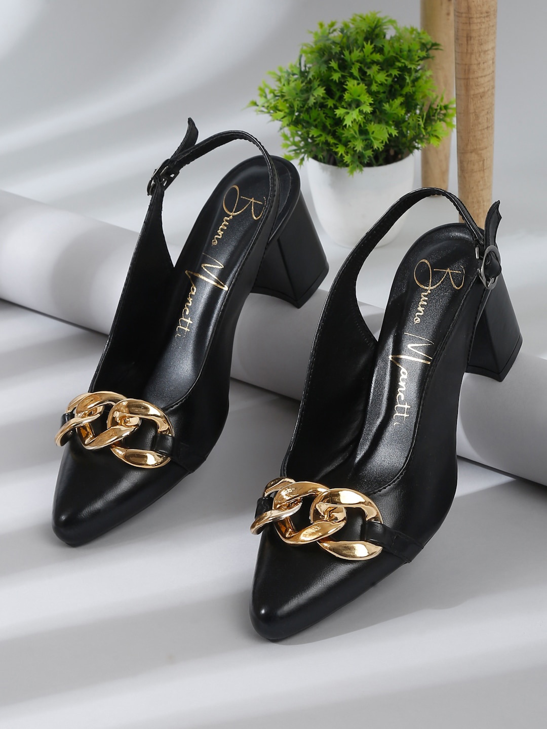 

Bruno Manetti Embellished Block Heels, Black