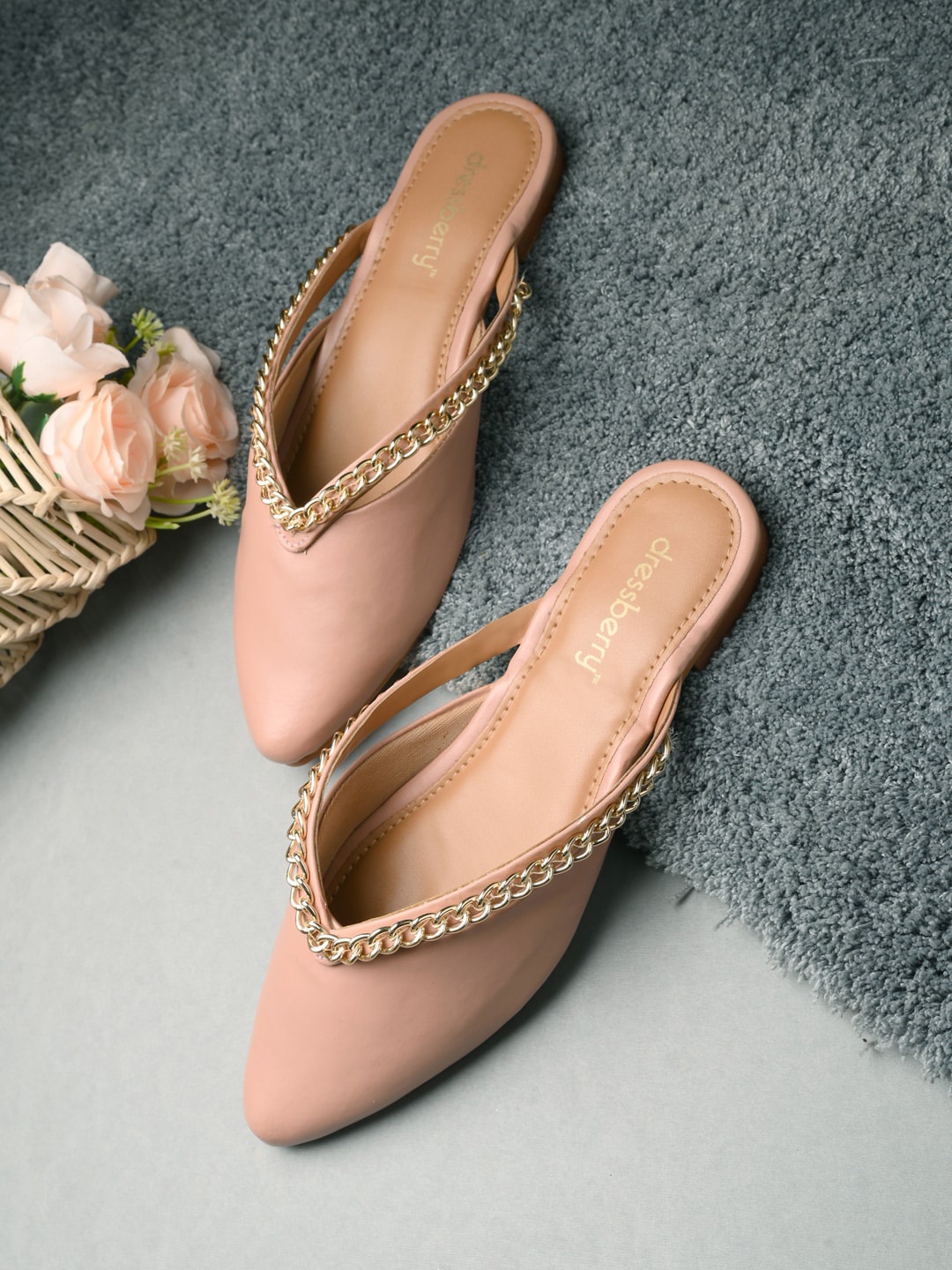 

DressBerry Women Western - Embellished Mules Flats, Pink