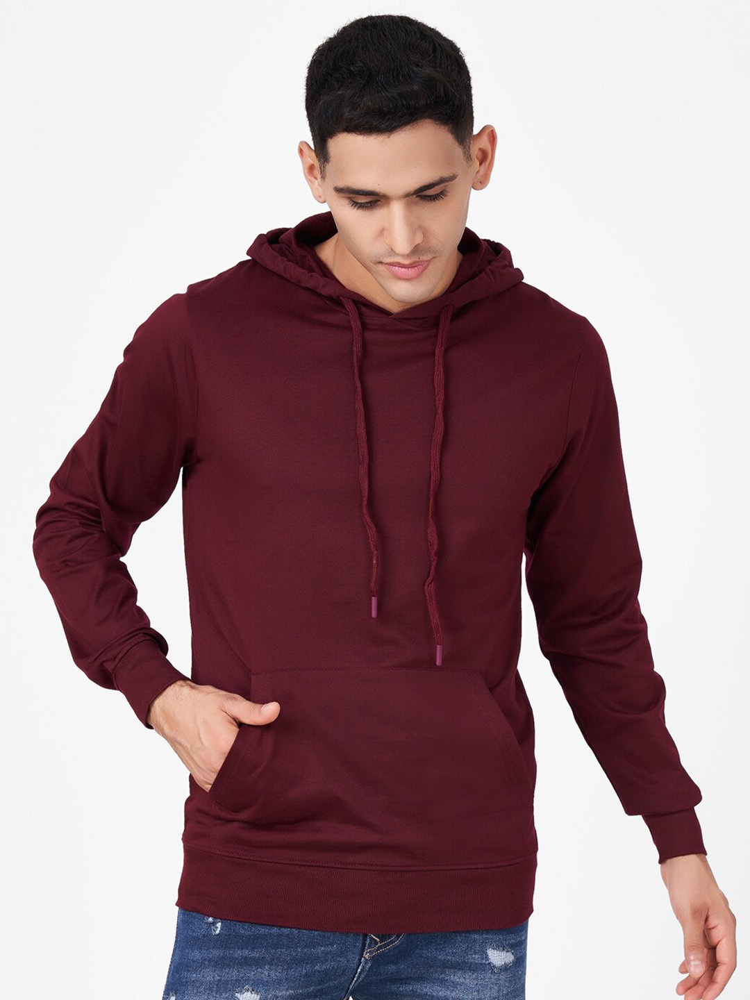 

ZU Men Hooded Sweatshirt, Maroon