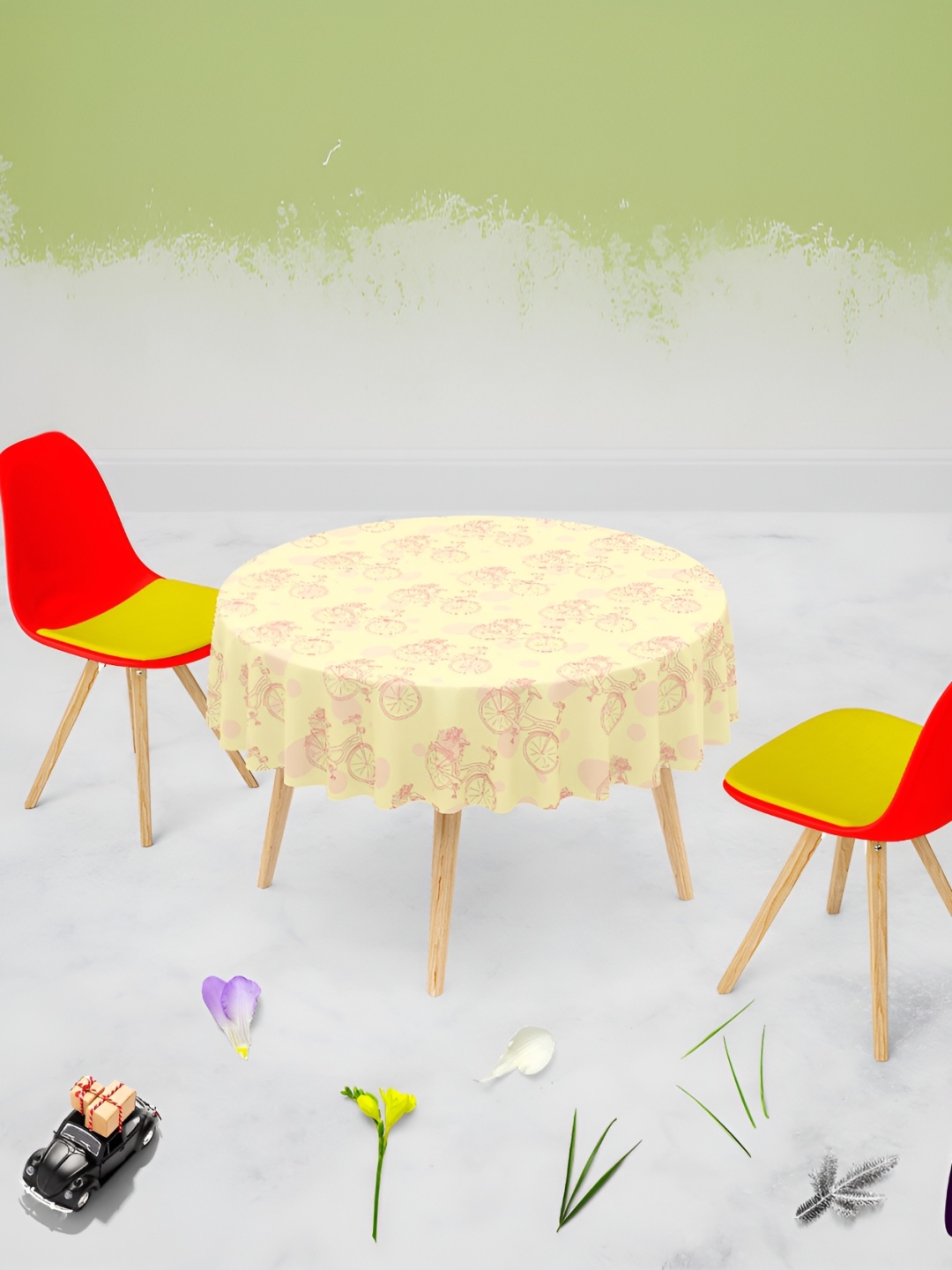 

ArtzFolio Yellow Anti-Slip Round 4-Seater Table Cover
