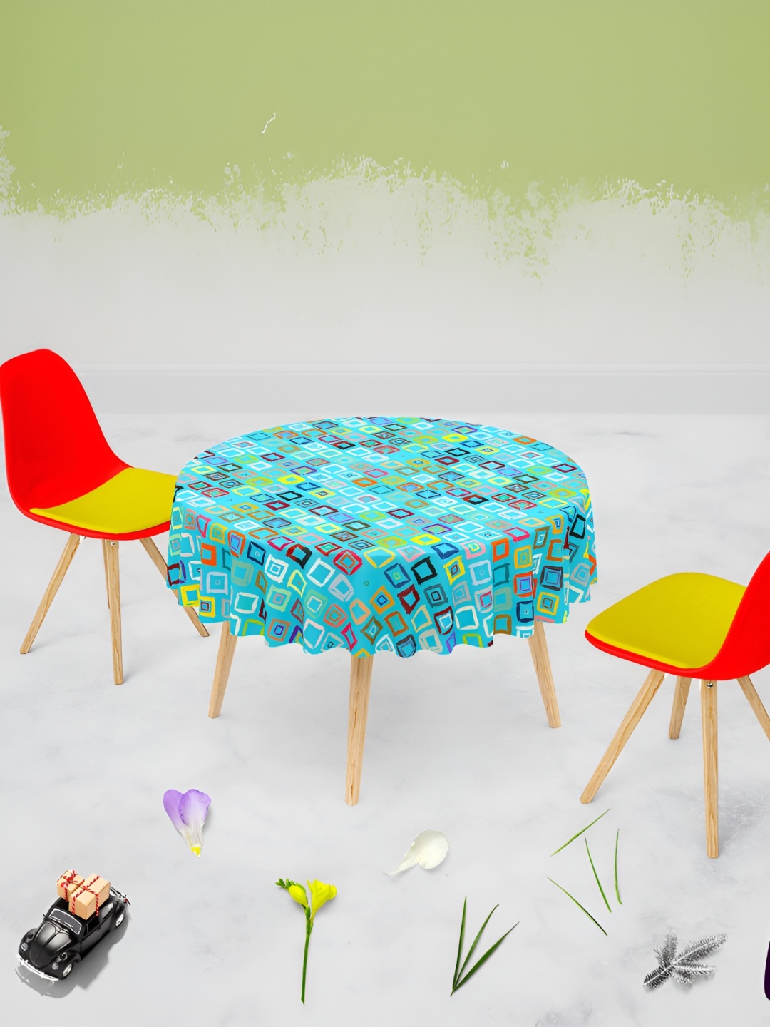 

ArtzFolio Blue & Red Printed Anti-Slip Round Table Cover