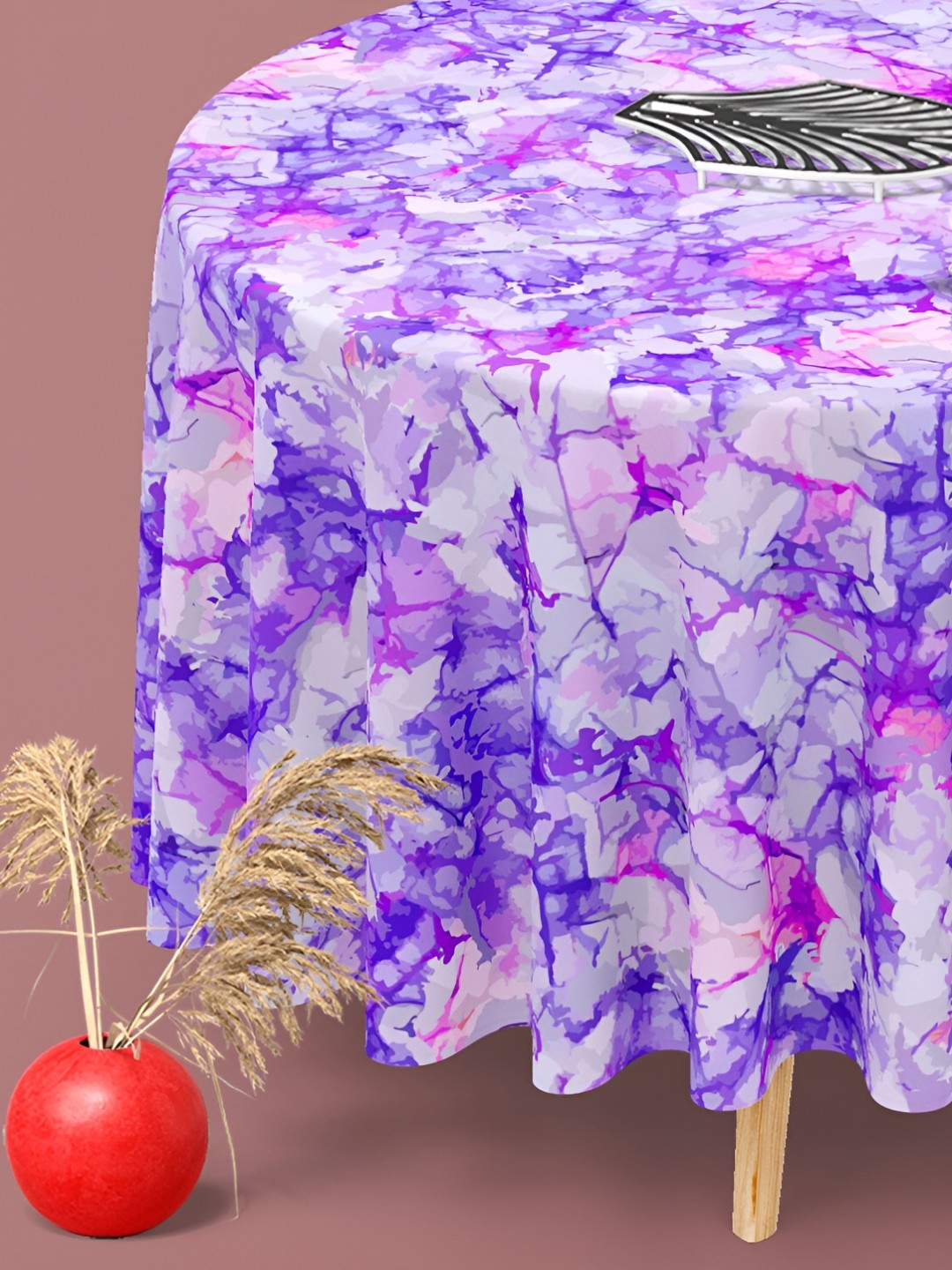 

ArtzFolio Blue & White Printed Anti-Slip Round 8 Seater Table Cover