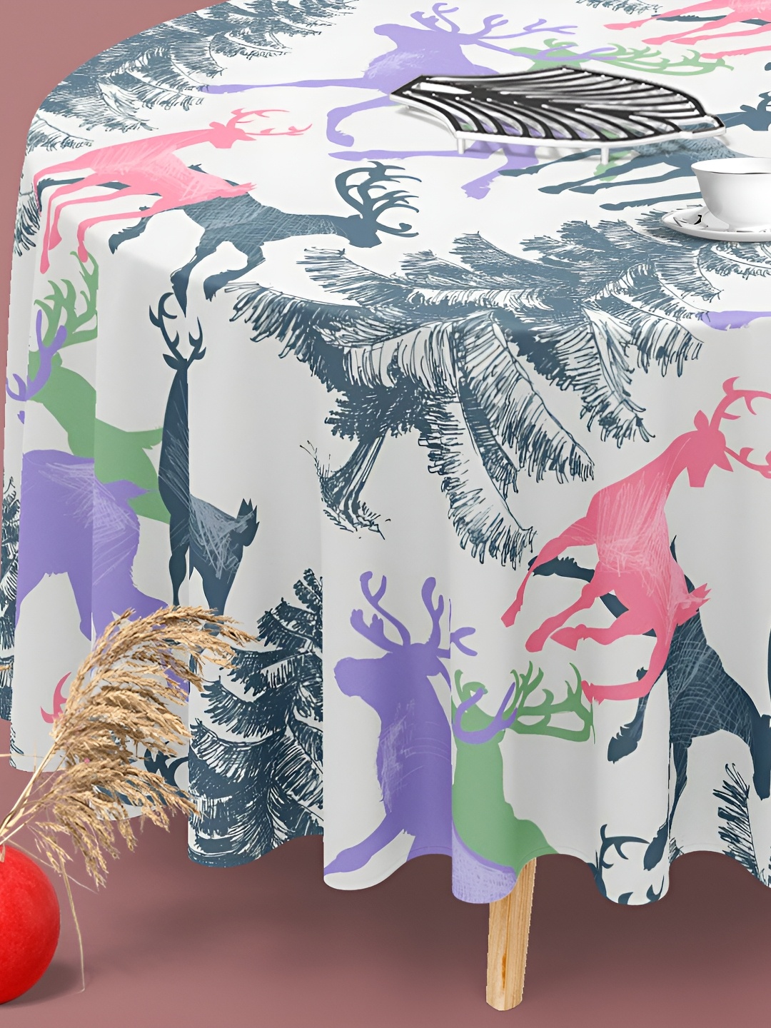 

ArtzFolio White Anti-Slip Round 8-Seater Table Cover