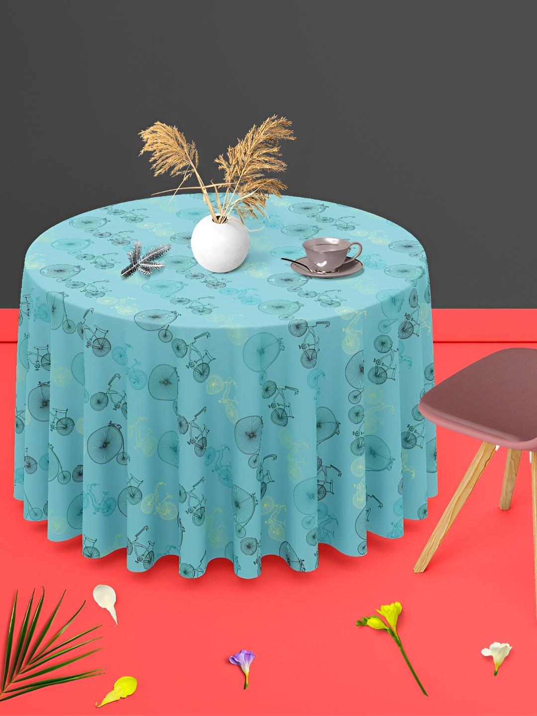 

ArtzFolio Blue Anti-Slip Round 8-Seater Table Cover