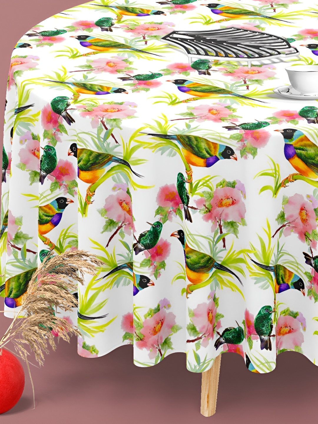 

ArtzFolio White Anti-Slip Round 4-Seater Table Cover