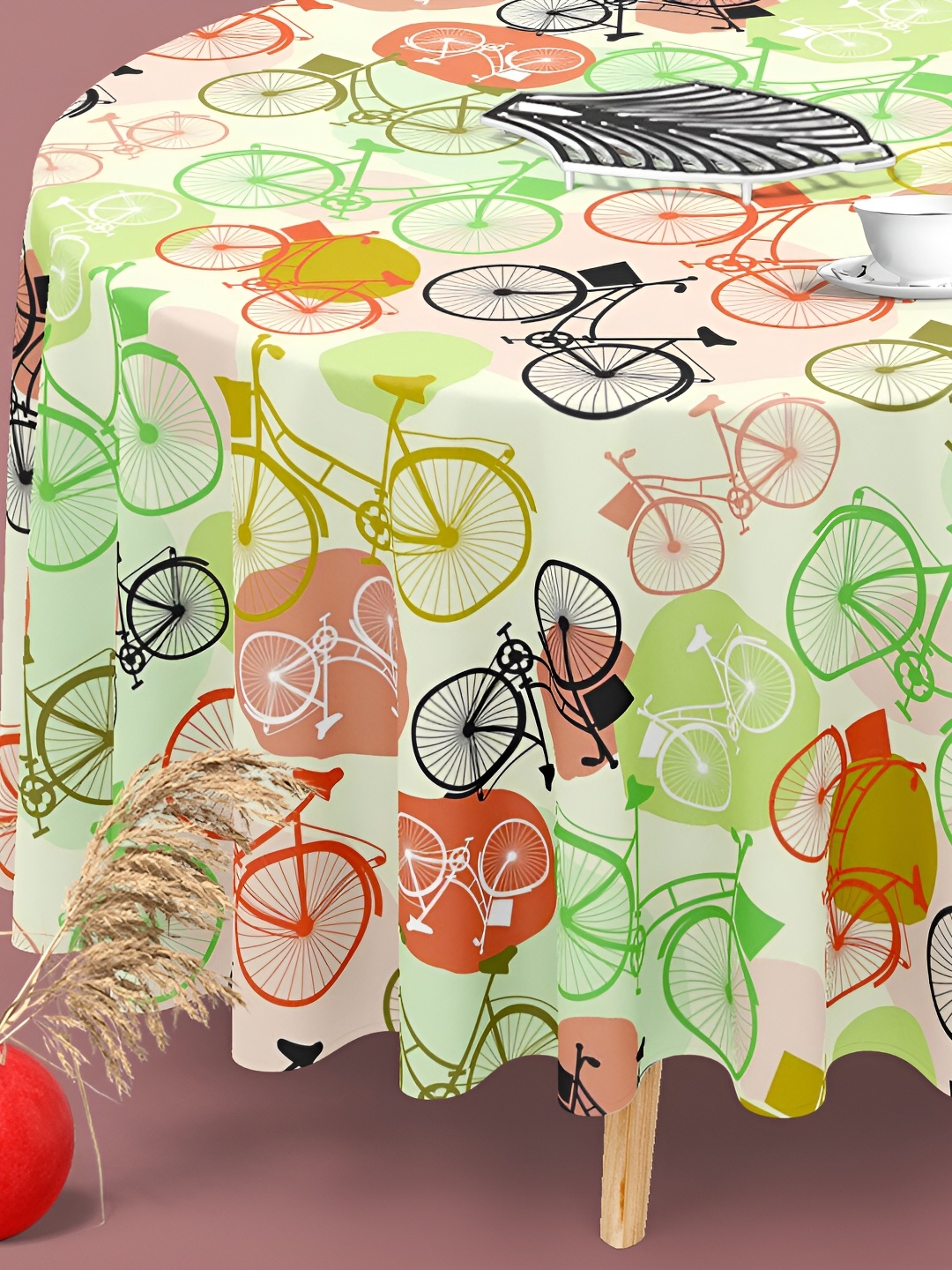 

ArtzFolio Green & Red Printed Anti-Slip Round Table Cover