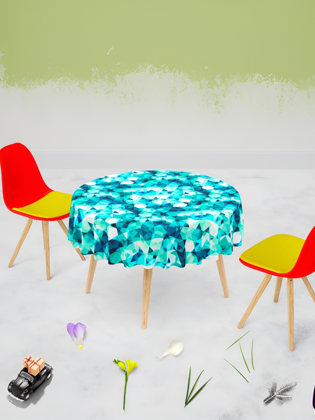 

ArtzFolio Green & White Anti-Slip Canvas Round 8-Seater Table Cover