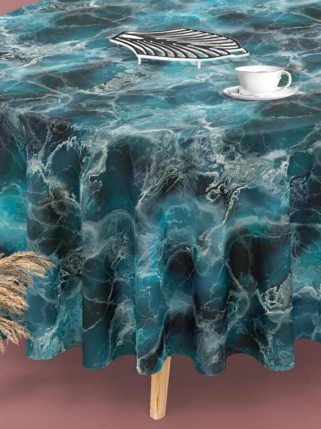 

ArtzFolio Blue Anti-Slip Round 4-Seater Table Cover