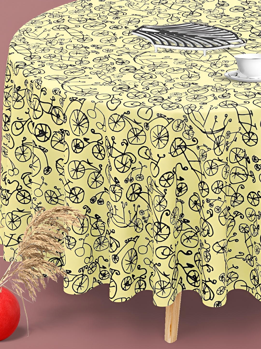 

ArtzFolio Yellow & Blue Anti-Slip Round 4-Seater Table Cover