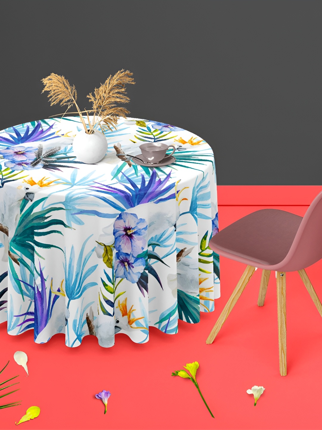 

ArtzFolio White Anti-Slip Round 6-Seater Table Cover
