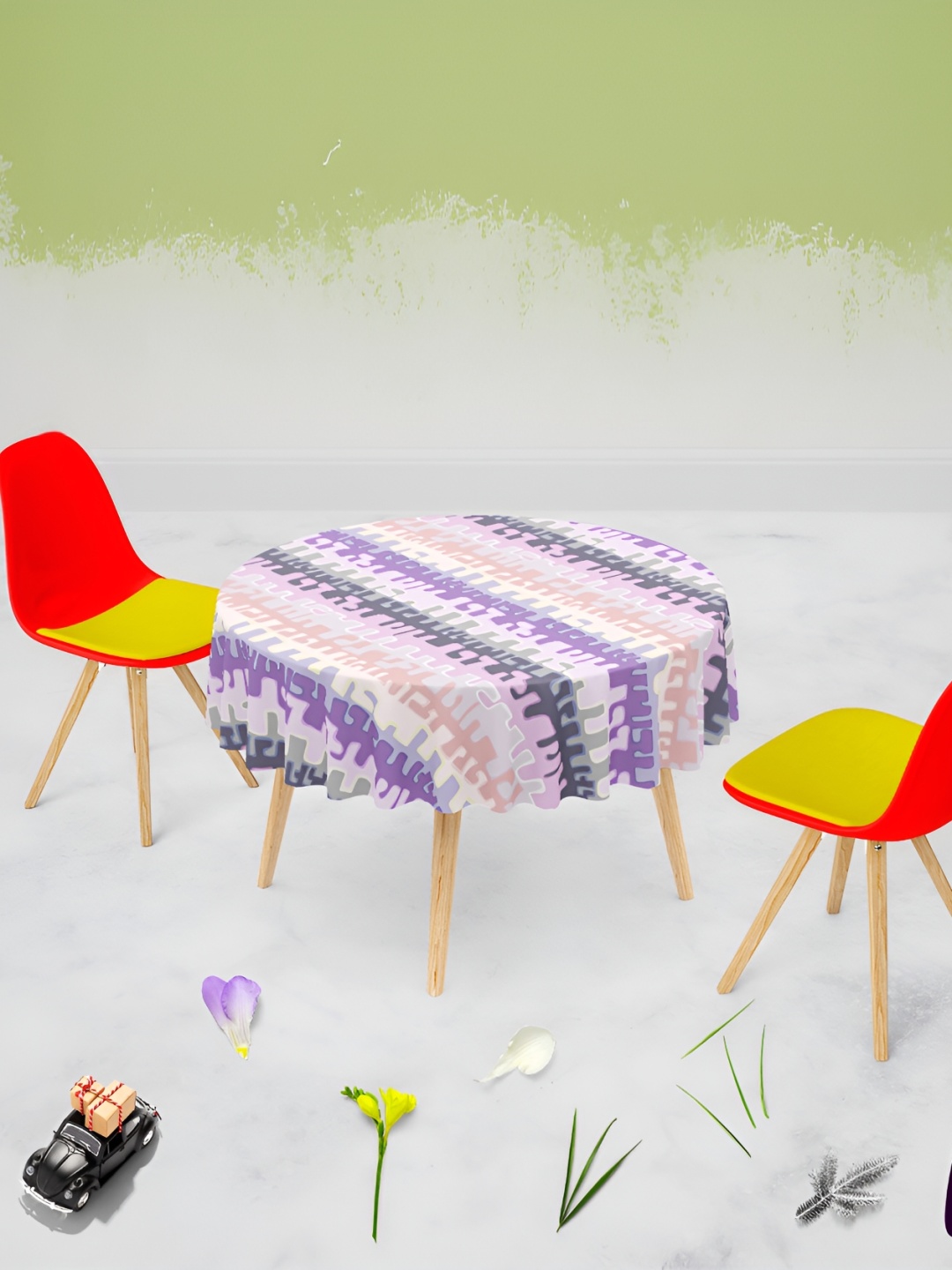 

ArtzFolio Purple & Grey Printed Anti-Slip Round Table Cover