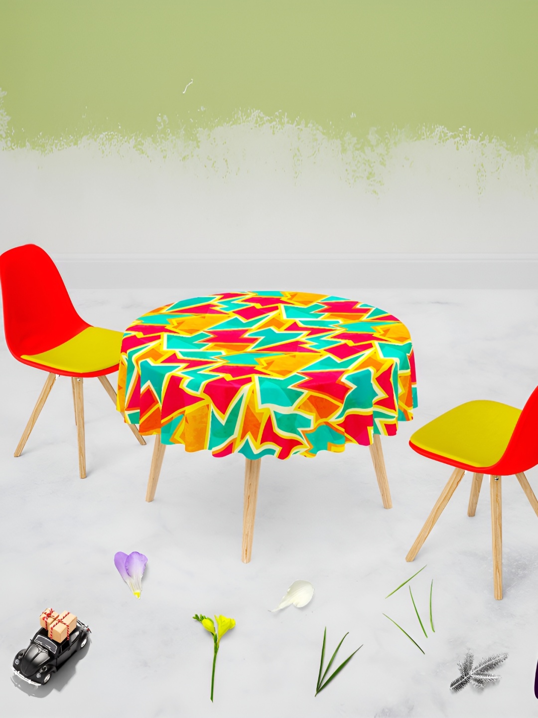 

ArtzFolio Orange Red 8 Seater Round Anti-Slip Table Cover