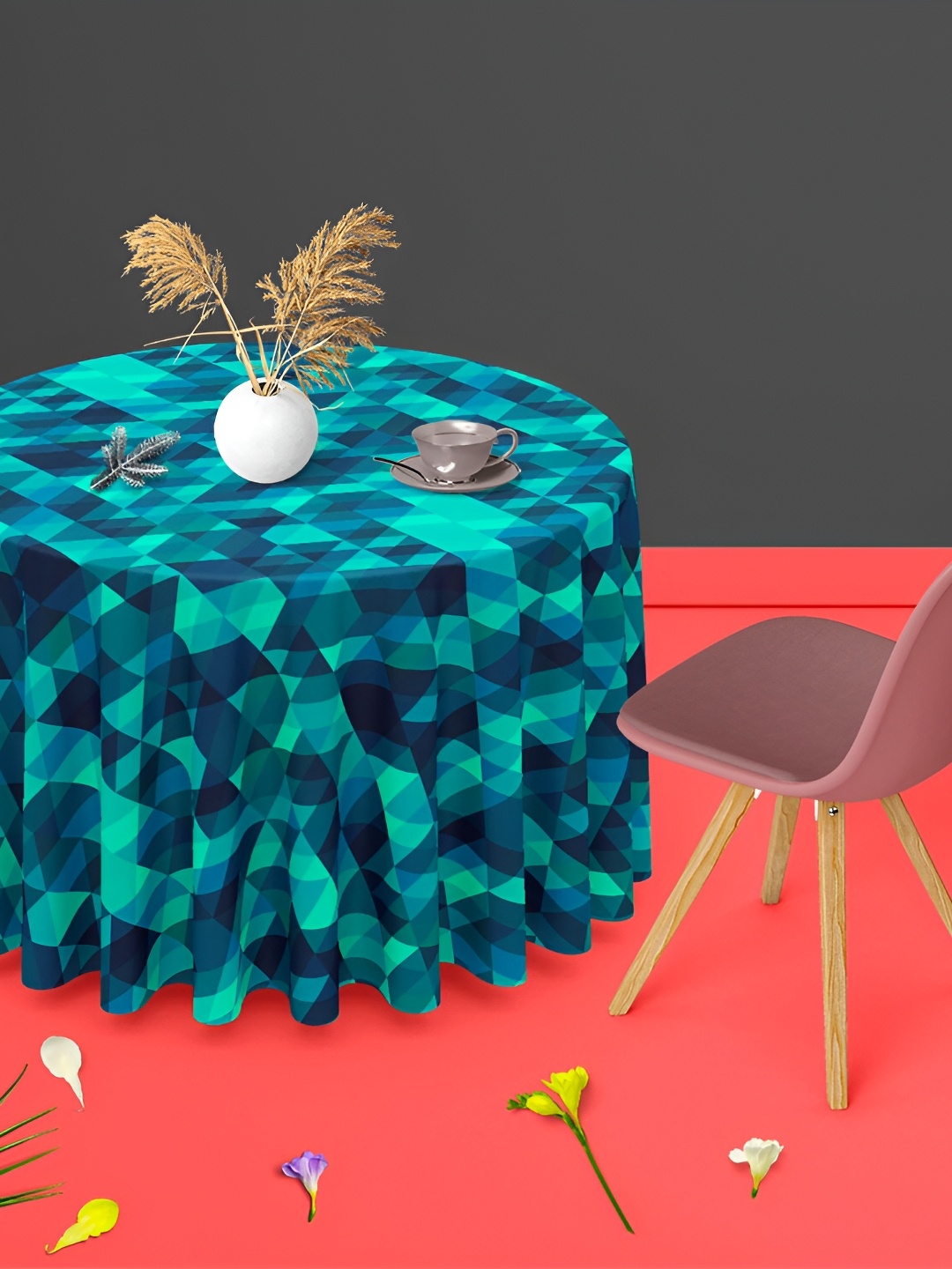 

ArtzFolio Blue Anti-Slip Round 4-Seater Table Cover