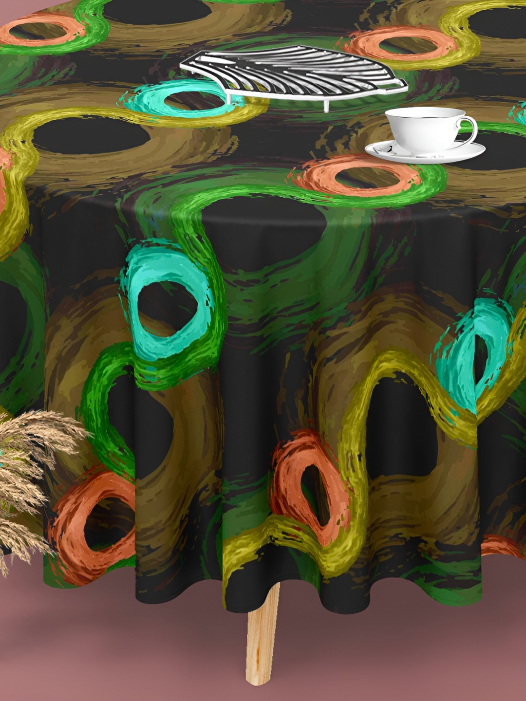 

ArtzFolio Black Anti-Slip Round 6-Seater Table Cover