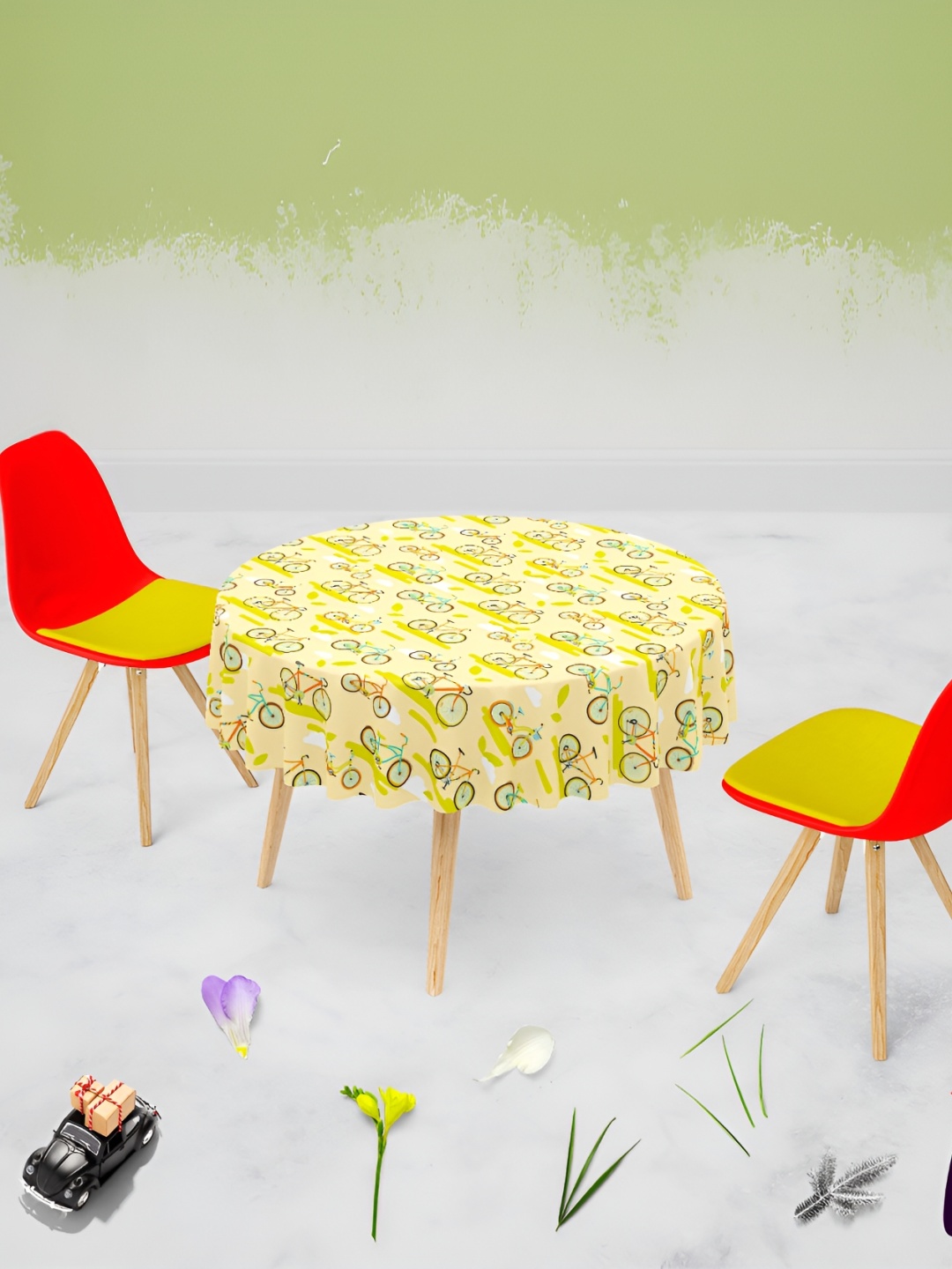 

ArtzFolio Yellow Geometric Printed Anti-Slip Round 8-Seater Table Cover