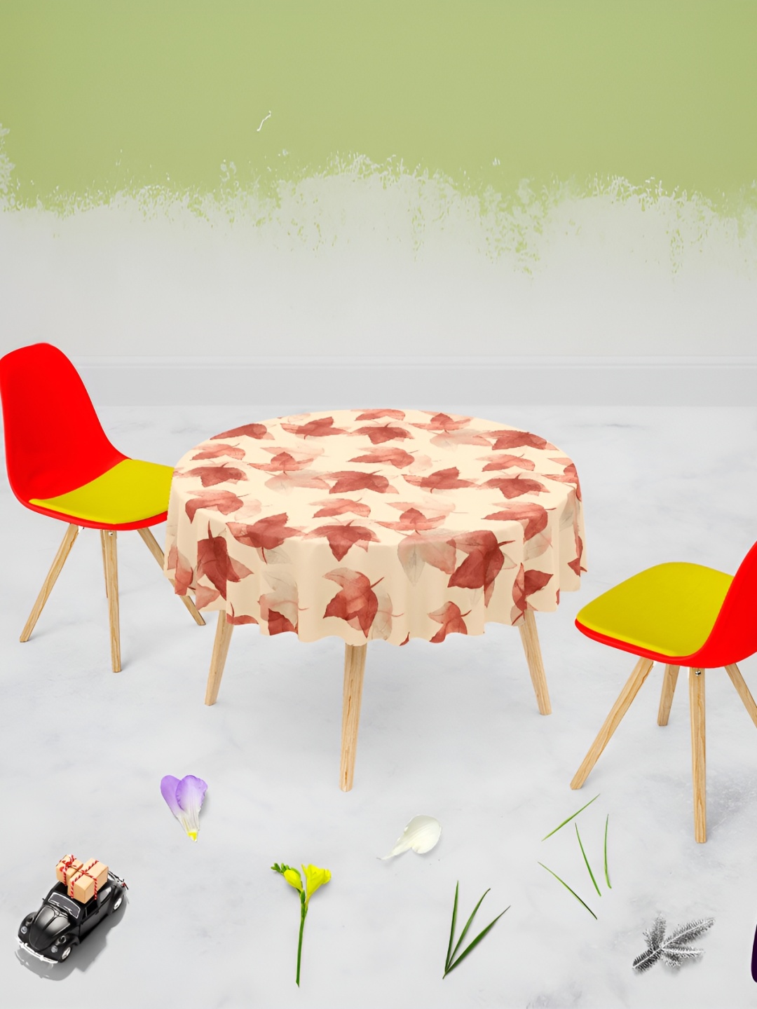 

ArtzFolio Cream & Brown Anti-Slip Round 4-Seater Table Cover