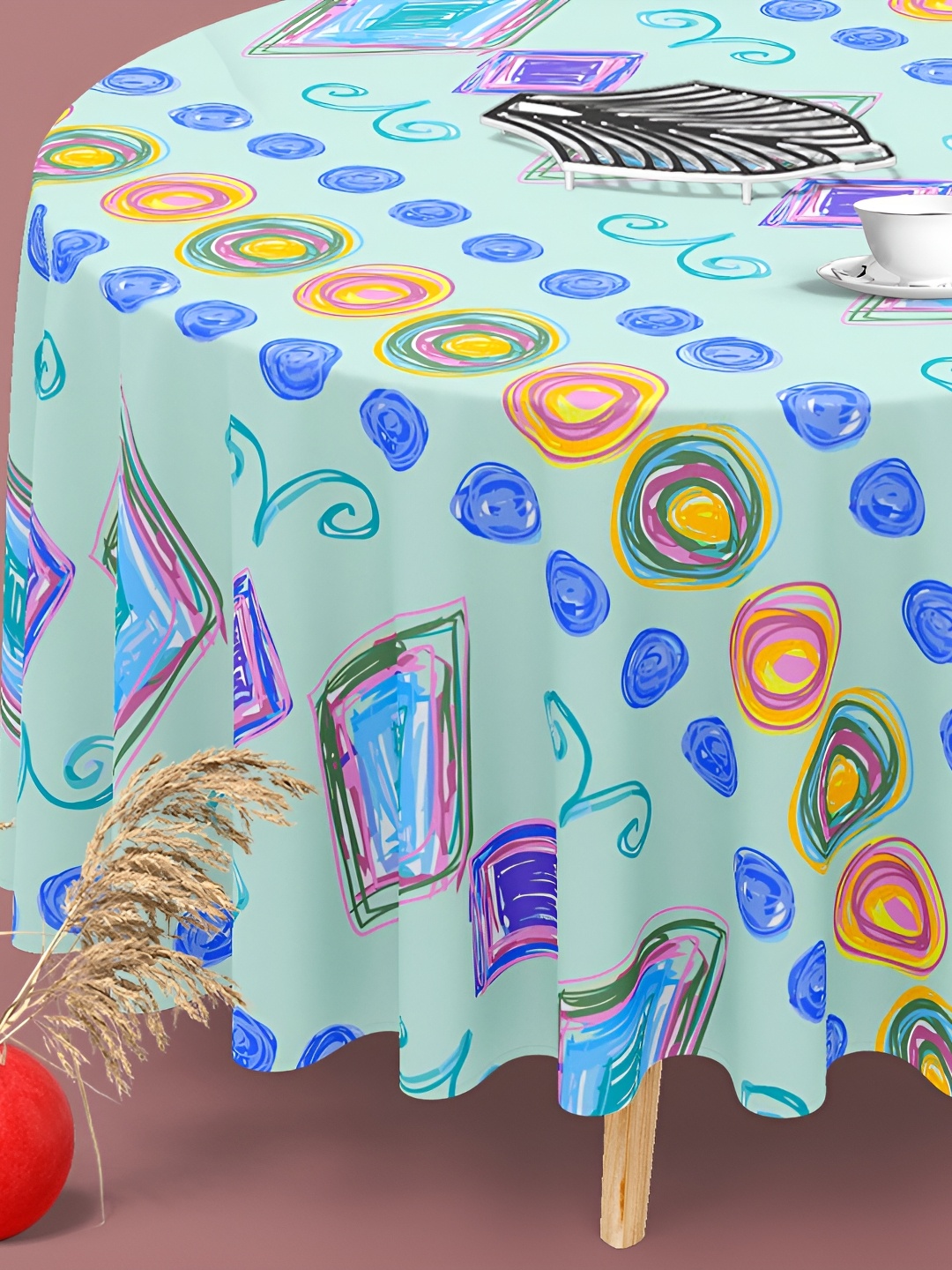 

ArtzFolio Blue and Green Anti-Slip 4-Seater Round Table Cover