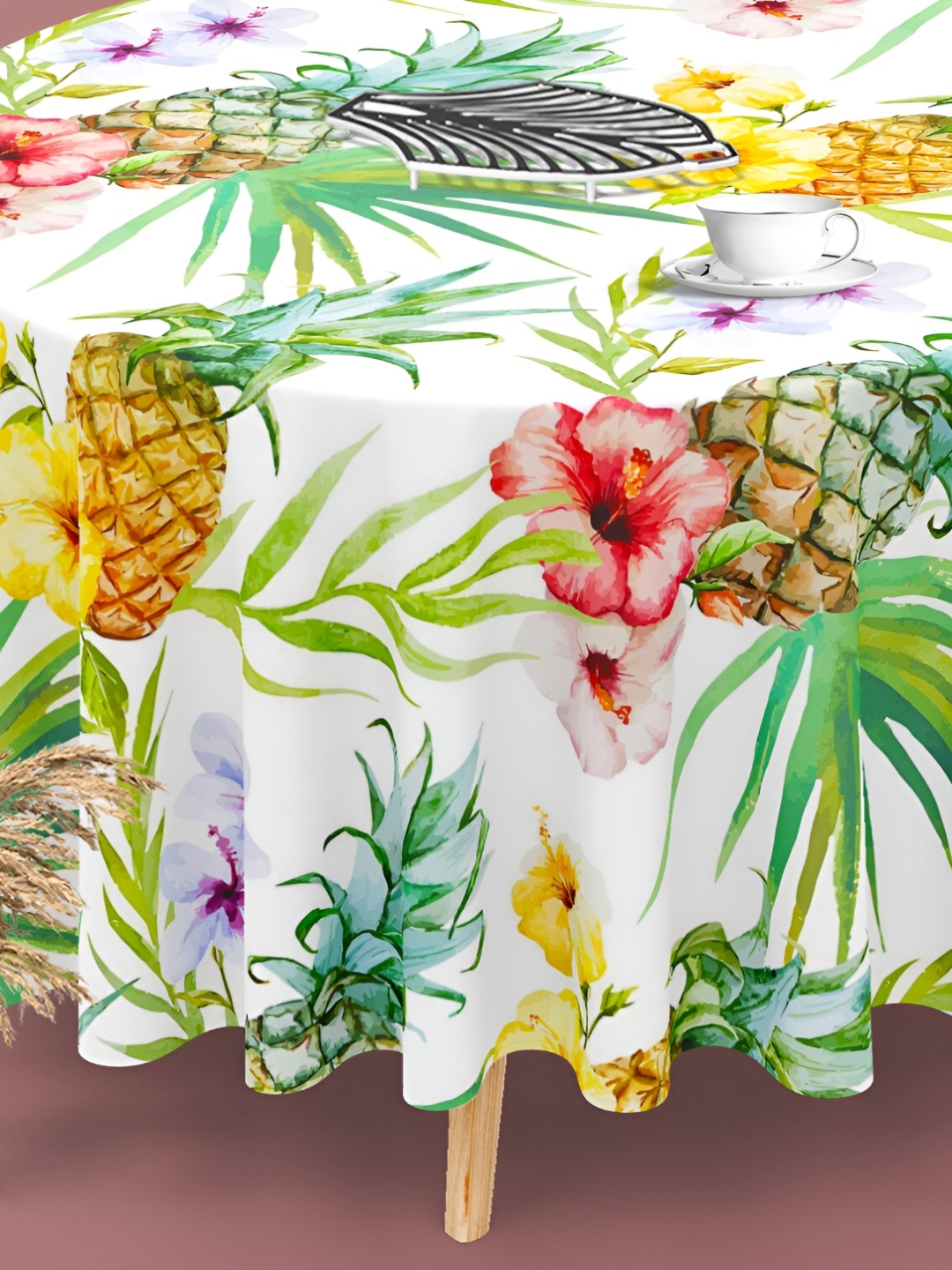 

ArtzFolio White Anti-Slip Round 8-Seater Table Cover