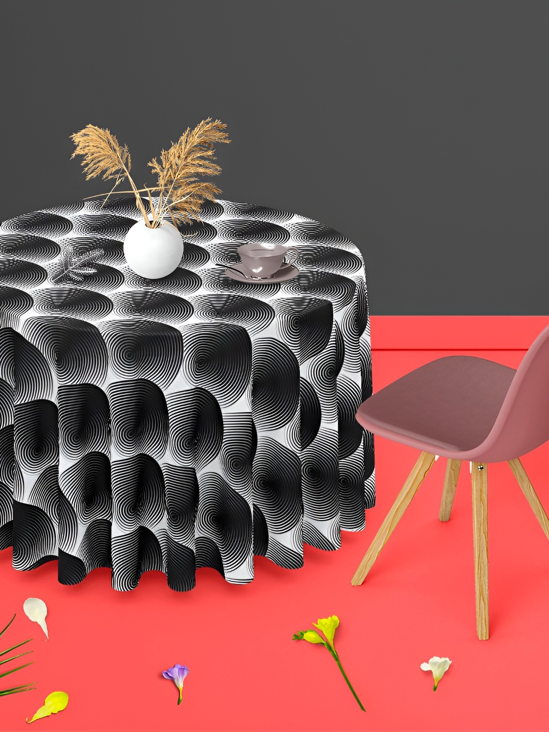 

ArtzFolio Black Anti-Slip Round 8-Seater Table Cover