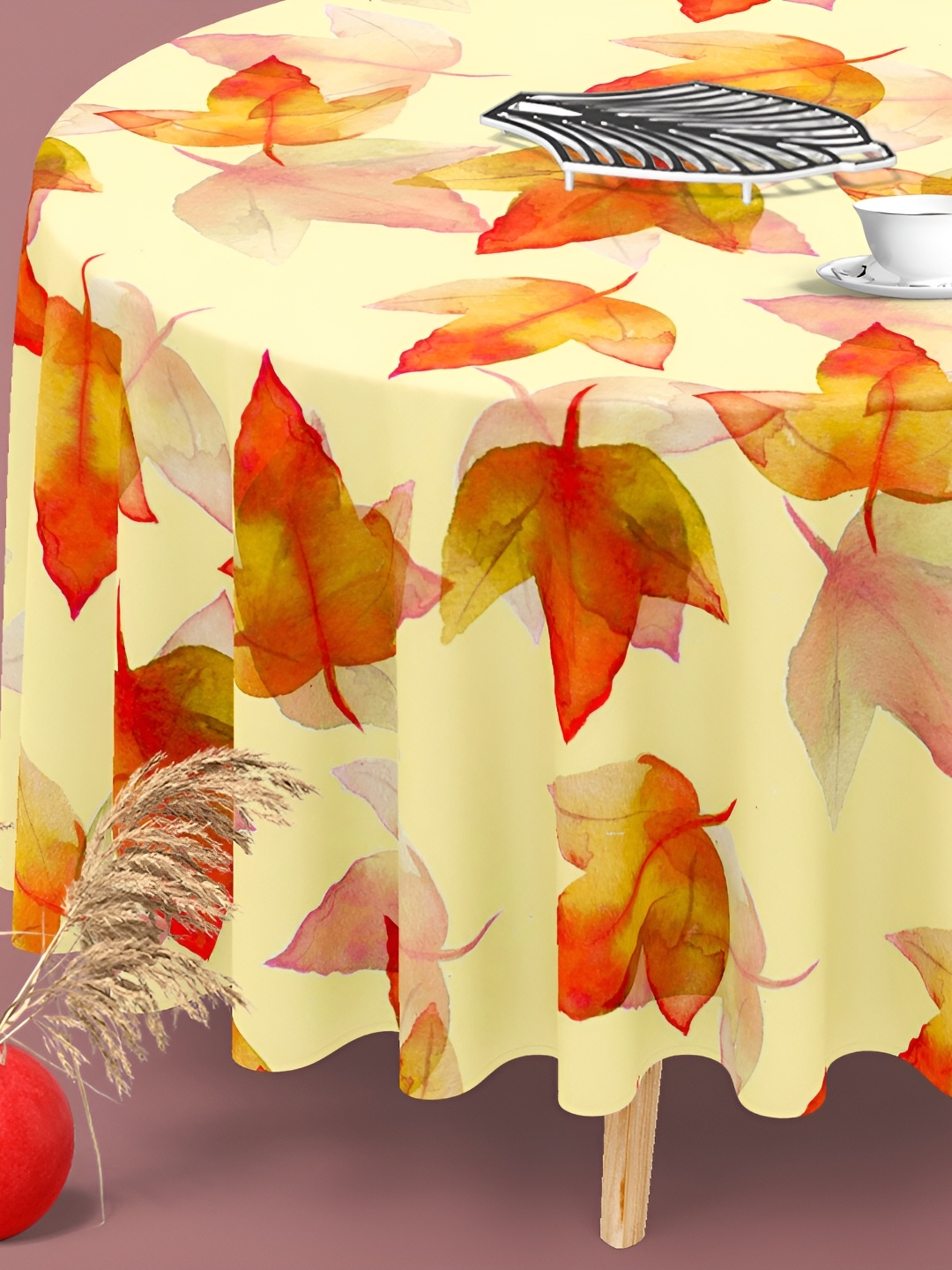 

ArtzFolio Yellow & Orange Anti-Slip Round 8-Seater Table Cover