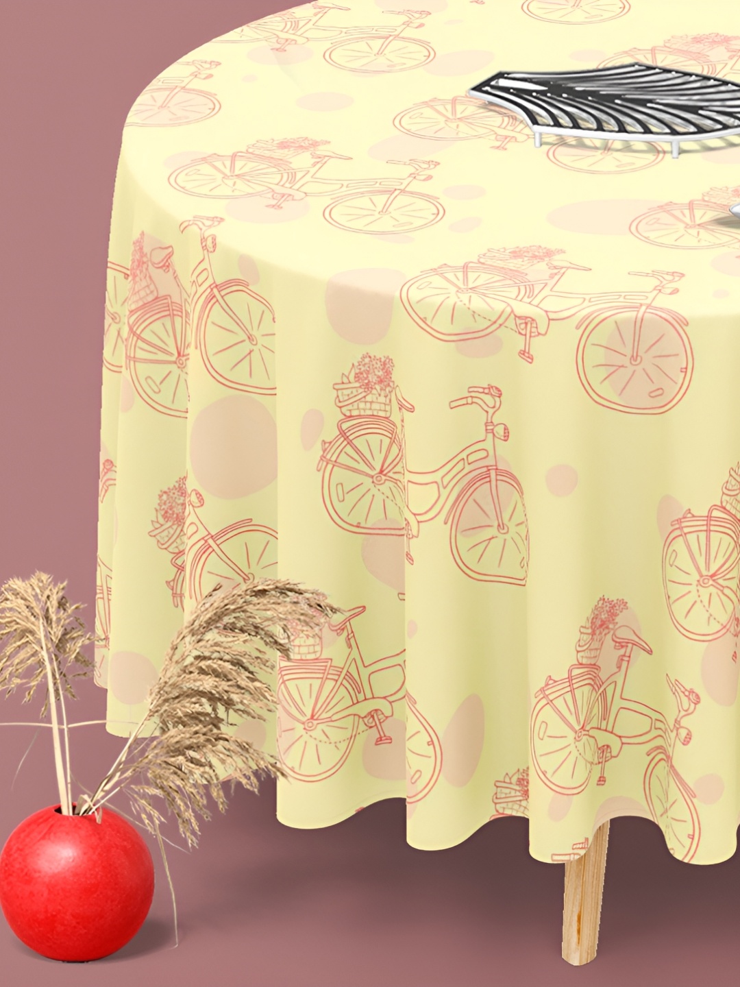 

ArtzFolio Yellow Anti-Slip Round 6-Seater Table Cover