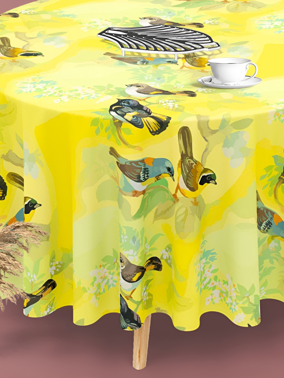 

ArtzFolio Yellow Anti-Slip Round 8-Seater Table Cover