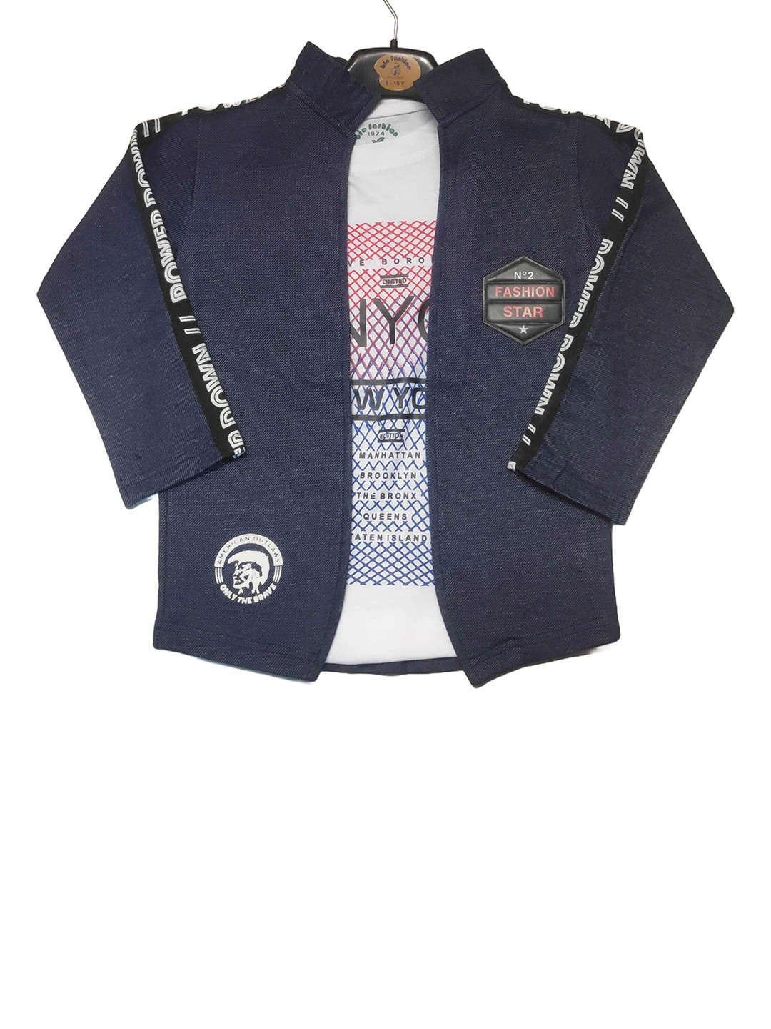 

BAESD Boys Single-Breasted Cotton Blazer, Navy blue