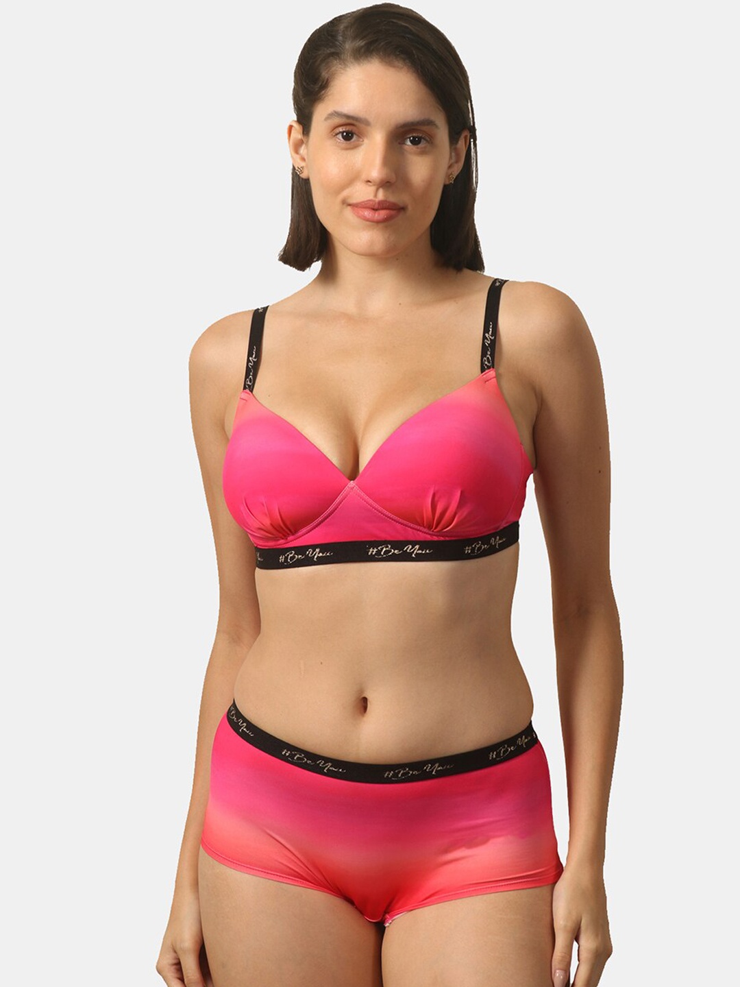

Soie High Rise Boyshorts Non-Wired Lingerie Set, Pink