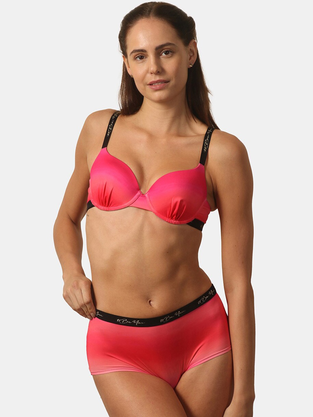 

Soie High Rise Boyshorts Underwired Lingerie Set, Pink